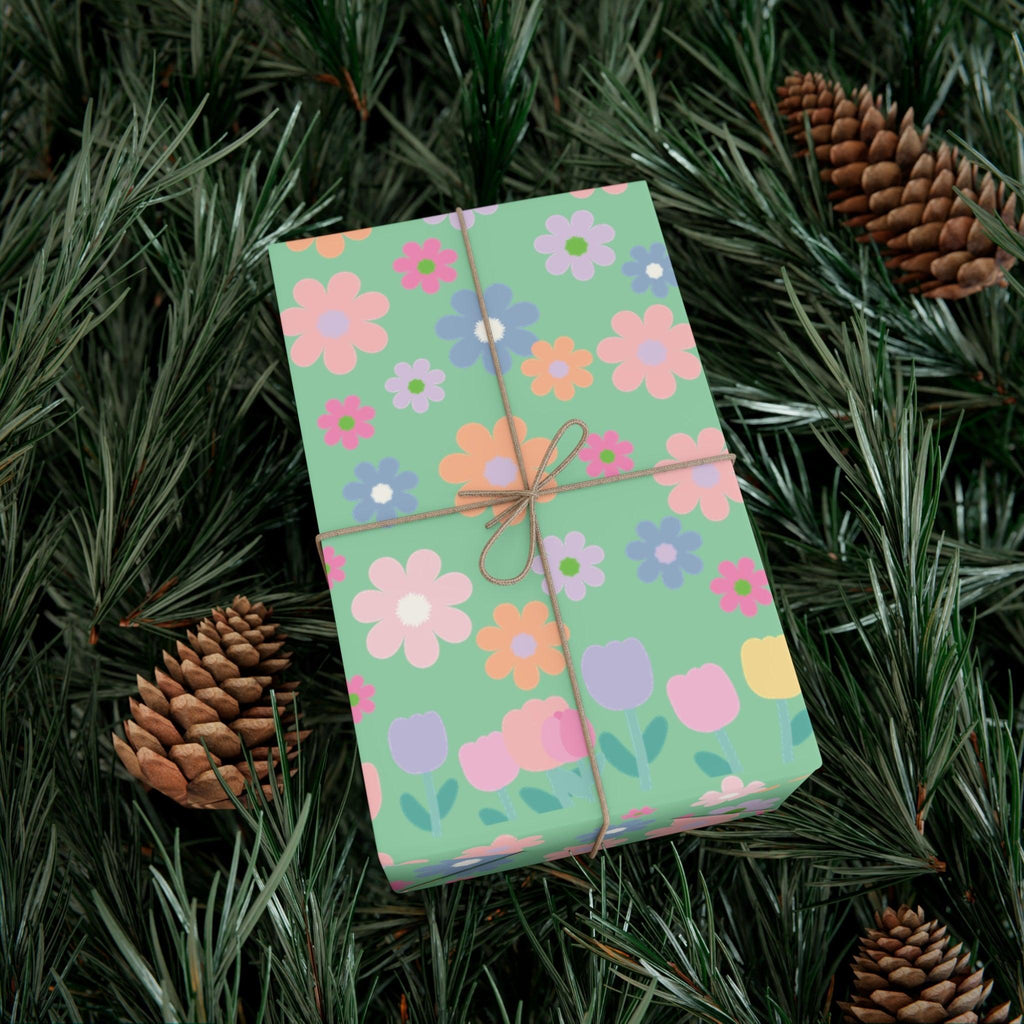 Mint Green Soft Pink, Peach, Purple, and Green Floral Wrapping Paper Perfect for Elegant Gifts, Weddings Spring Celebrations Bridal Showers - MRSBYVALLE
