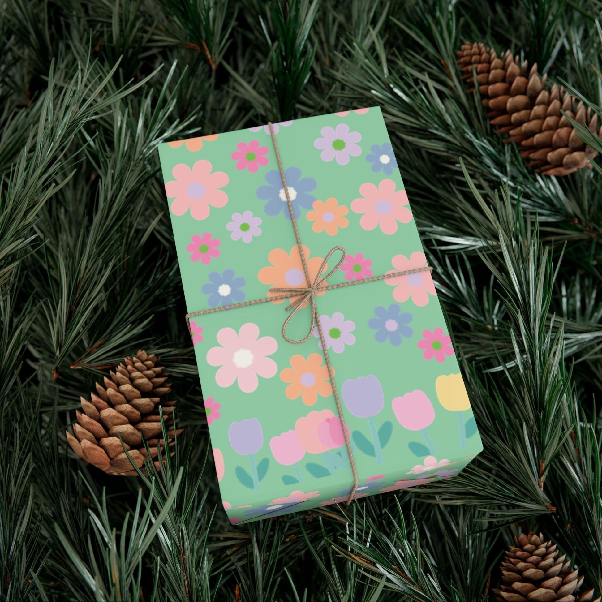 Mint Green Soft Pink, Peach, Purple, and Green Floral Wrapping Paper Perfect for Elegant Gifts, Weddings Spring Celebrations Bridal Showers - MRSBYVALLE