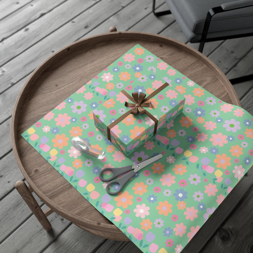 Mint Green Soft Pink, Peach, Purple, and Green Floral Wrapping Paper Perfect for Elegant Gifts, Weddings Spring Celebrations Bridal Showers - MRSBYVALLE