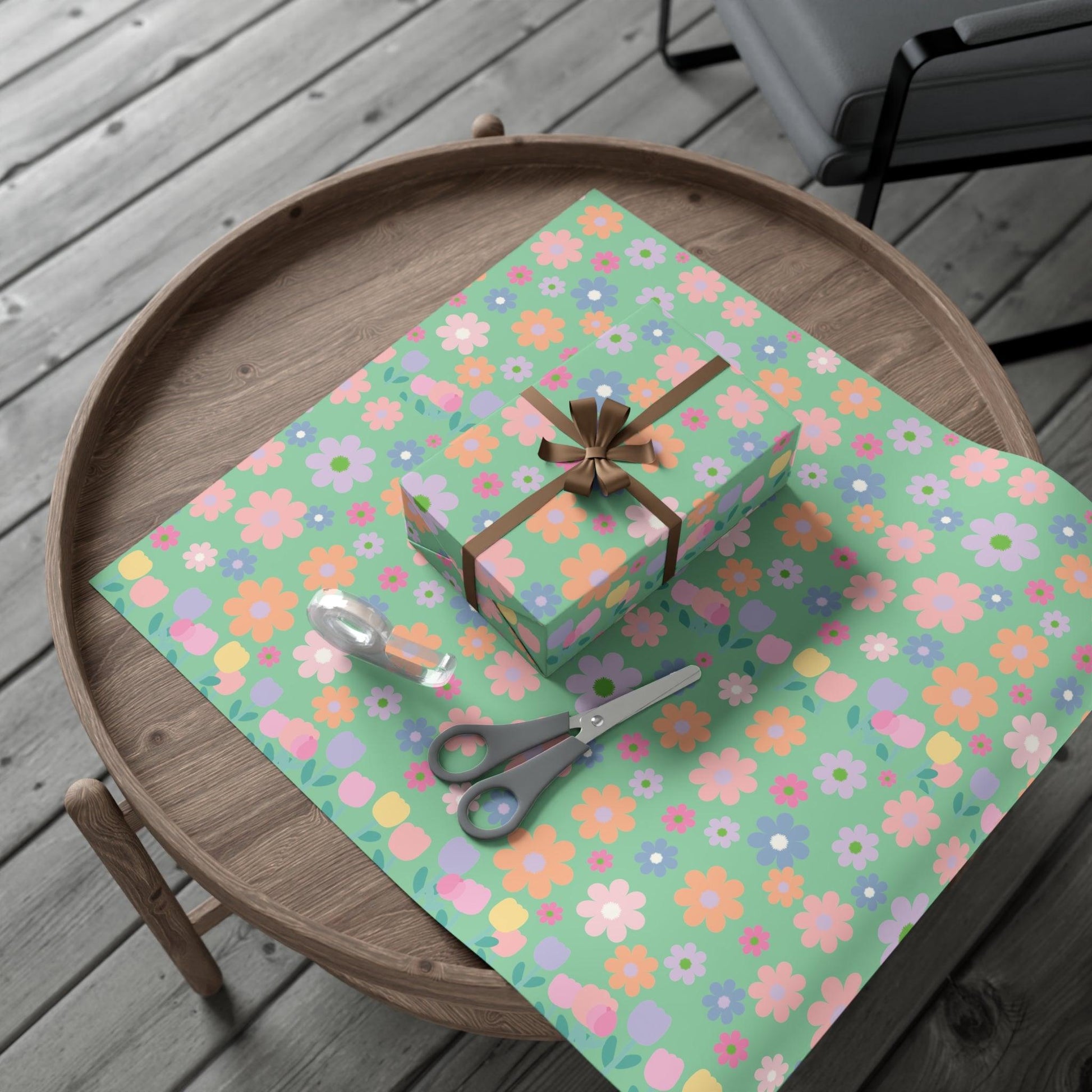 Mint Green Soft Pink, Peach, Purple, and Green Floral Wrapping Paper Perfect for Elegant Gifts, Weddings Spring Celebrations Bridal Showers - MRSBYVALLE