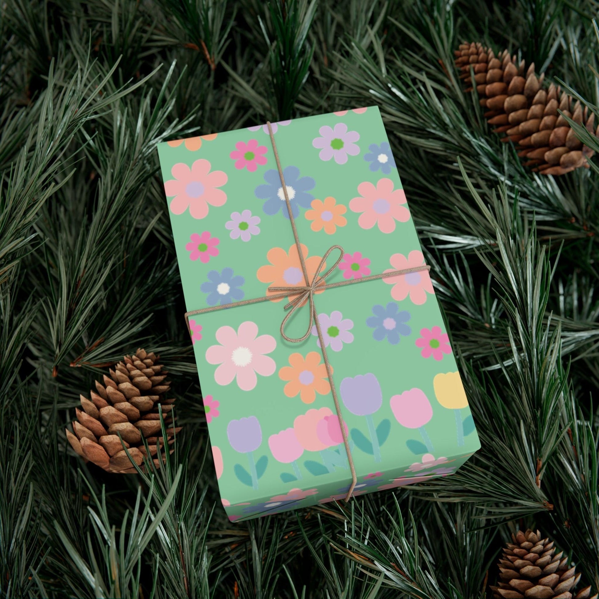 Mint Green Soft Pink, Peach, Purple, and Green Floral Wrapping Paper Perfect for Elegant Gifts, Weddings Spring Celebrations Bridal Showers - MRSBYVALLE