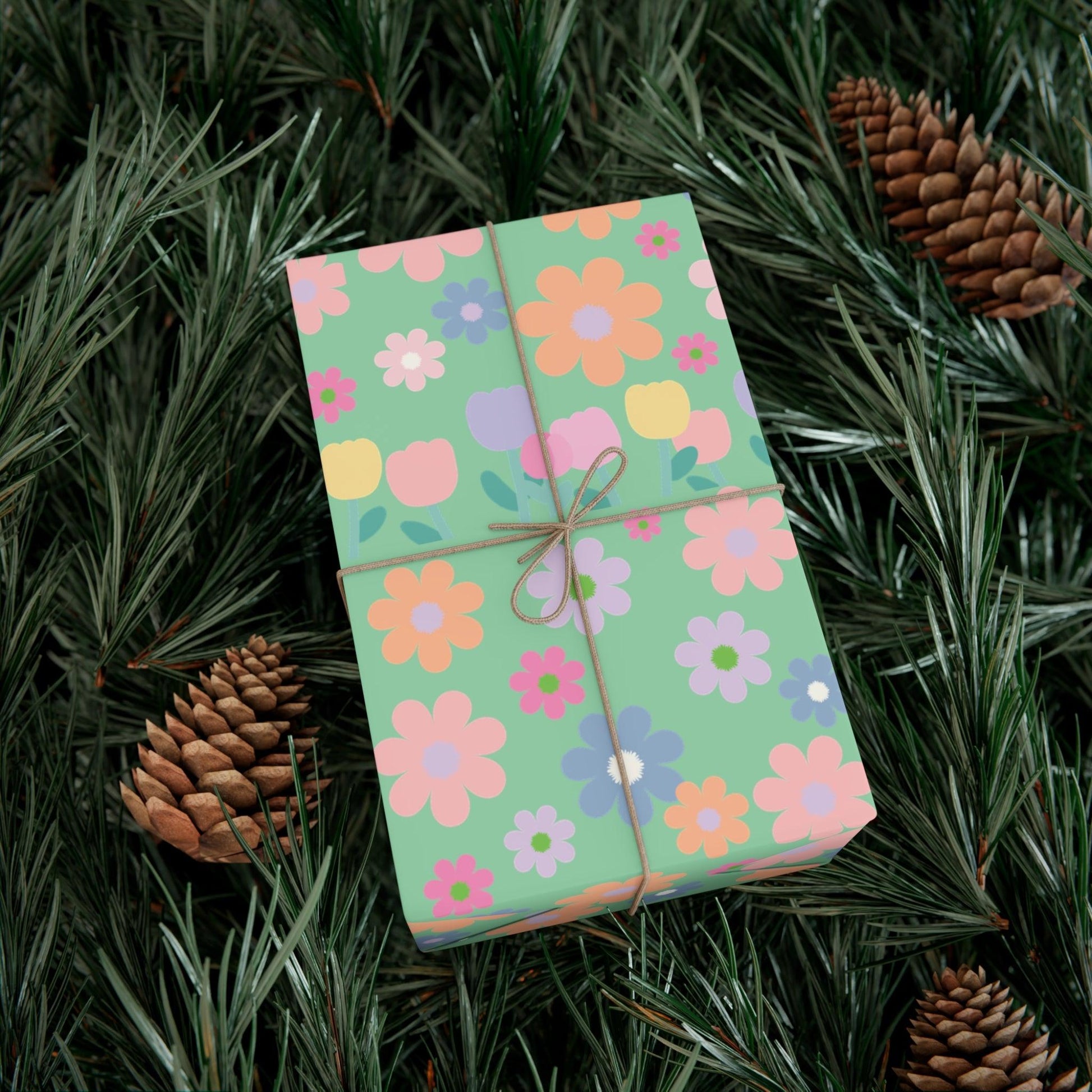 Mint Green Soft Pink, Peach, Purple, and Green Floral Wrapping Paper Perfect for Elegant Gifts, Weddings Spring Celebrations Bridal Showers - MRSBYVALLE