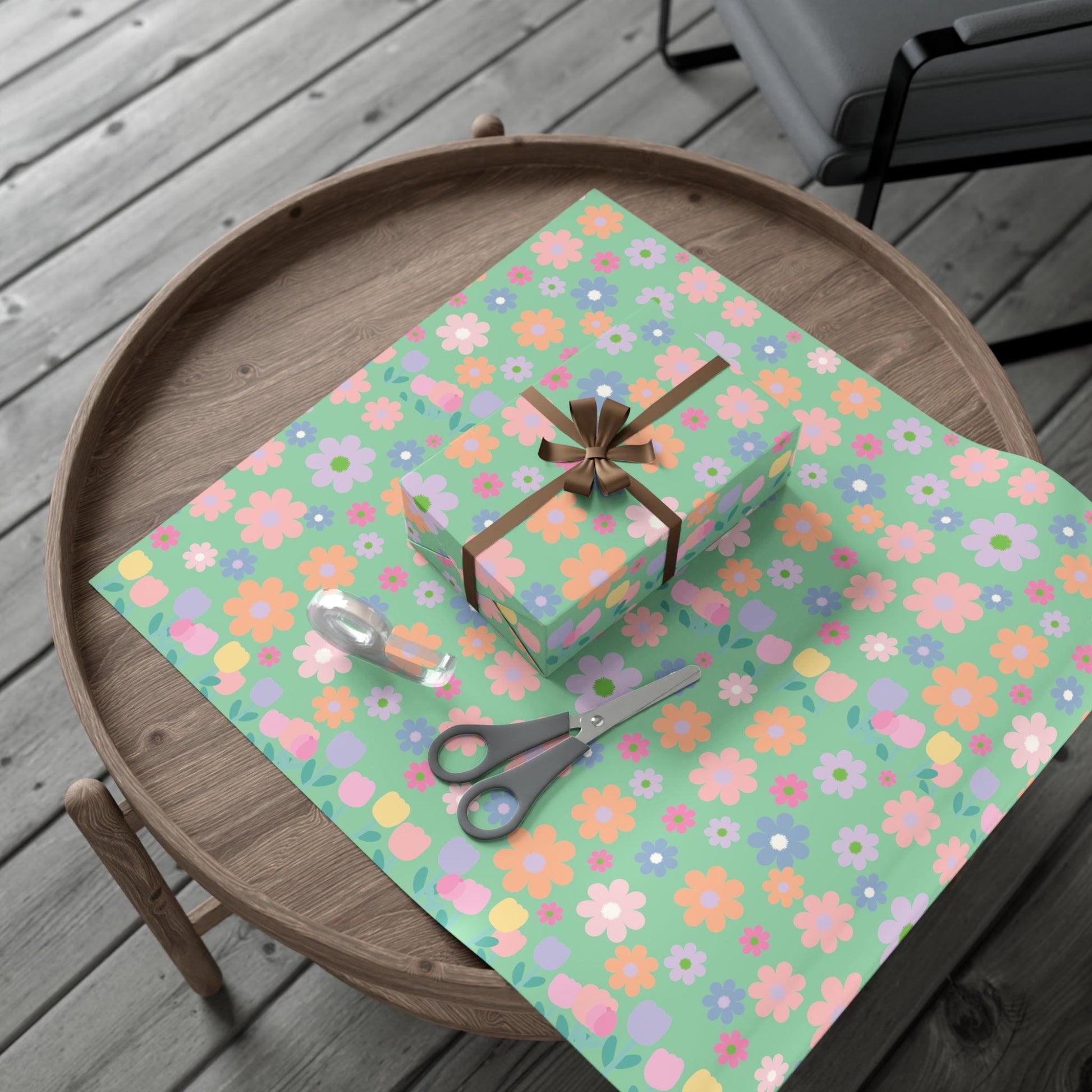 Mint Green Soft Pink, Peach, Purple, and Green Floral Wrapping Paper Perfect for Elegant Gifts, Weddings Spring Celebrations Bridal Showers - MRSBYVALLE
