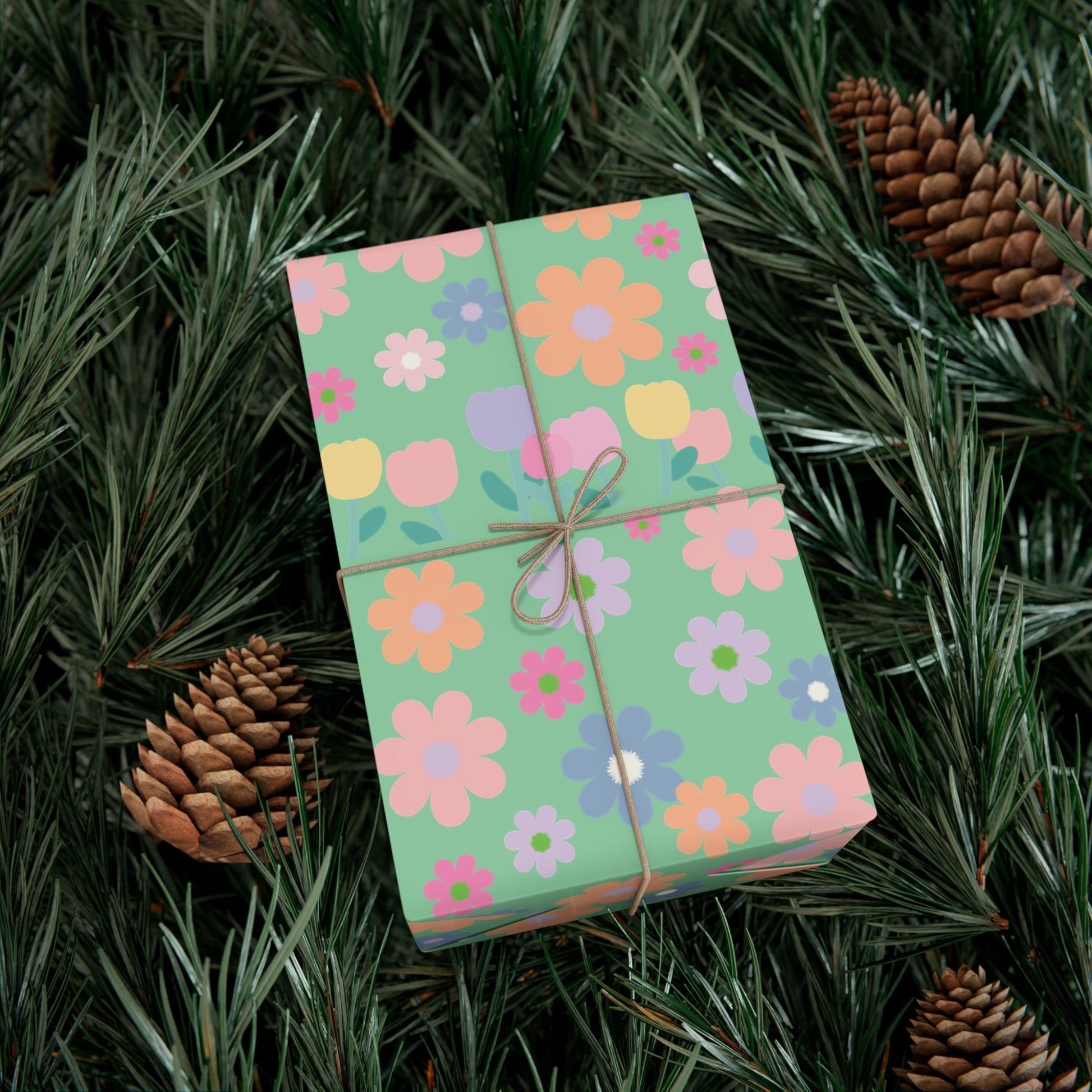 Mint Green Soft Pink, Peach, Purple, and Green Floral Wrapping Paper Perfect for Elegant Gifts, Weddings Spring Celebrations Bridal Showers - MRSBYVALLE
