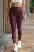 Burgundy Texture Illusion Women's Casual Leggings Stylish, Comfortable High-Waisted Yoga Pants for Everyday Wear, Workout, and Lounge – Perfect Gift Idea for Her – Available in Plus Sizes - MRSBYVALLE