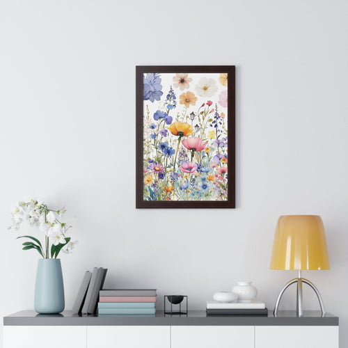 New House Discover Bohemian Elegance Watercolor Wildflower Framed Vertical Posters Premium Boho Wall Art for Your Home Decor, Wedding, Bridal Shower Gift - MRSBYVALLE