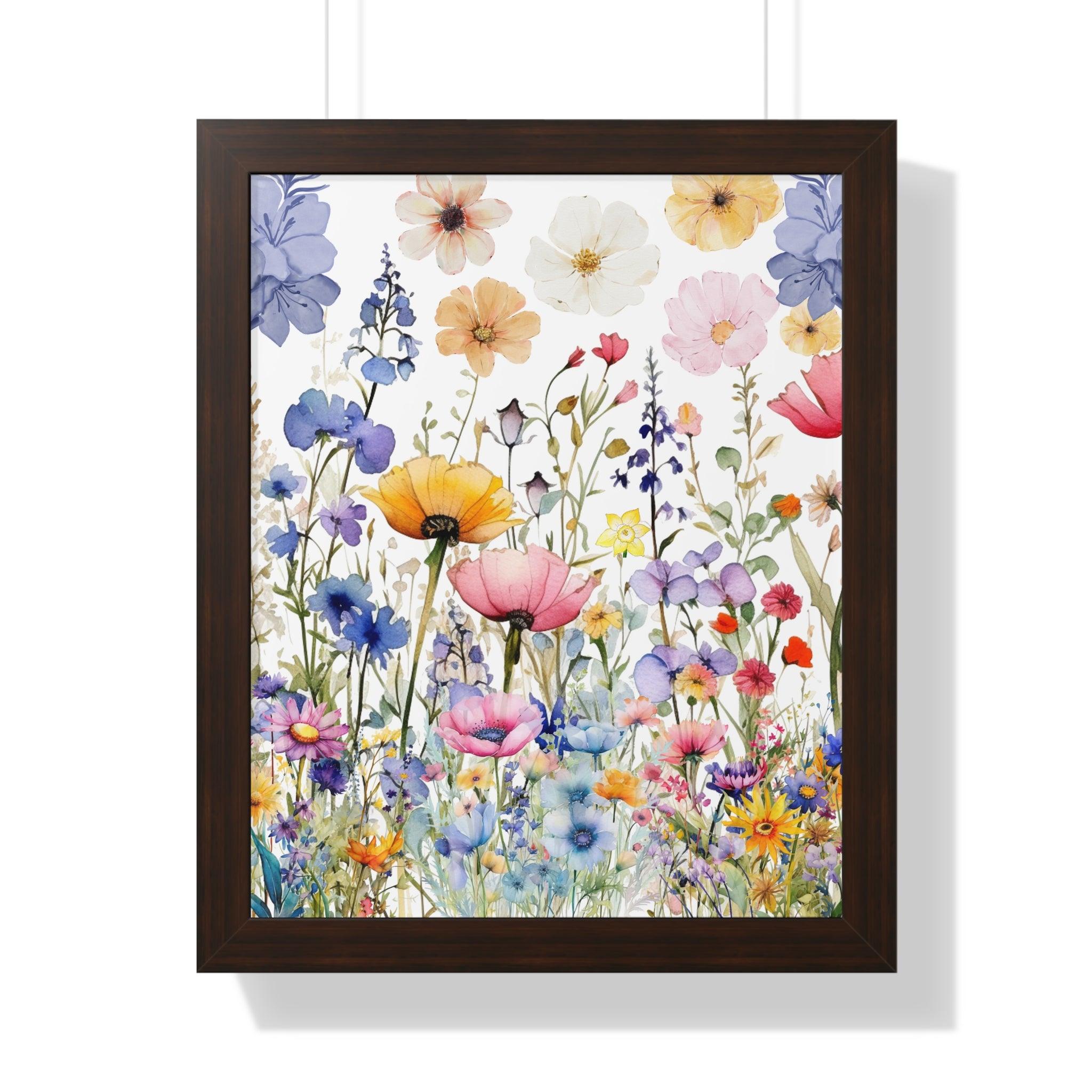 New House Discover Bohemian Elegance Watercolor Wildflower Framed Vertical Posters Premium Boho Wall Art for Your Home Decor, Wedding, Bridal Shower Gift - MRSBYVALLE