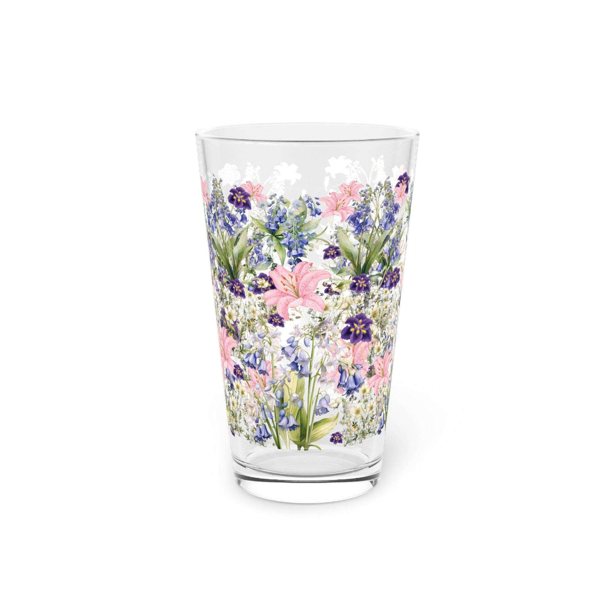 New House Pint 16oz Pint Glass Purple Pink Lily Party Drinkware, Cocktail Glass Housewarming, Wedding, Bridal Shower Glass, Mother's Day - MRSBYVALLE