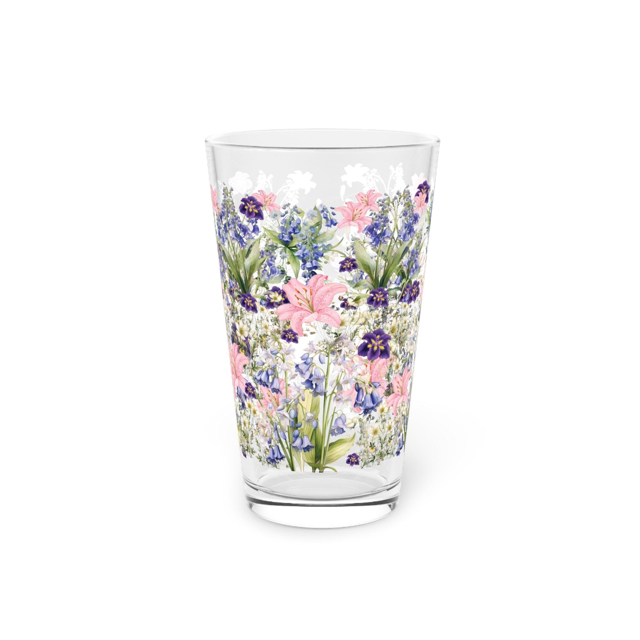 New House Pint 16oz Pint Glass Purple Pink Lily Party Drinkware, Cocktail Glass Housewarming, Wedding, Bridal Shower Glass, Mother's Day - MRSBYVALLE