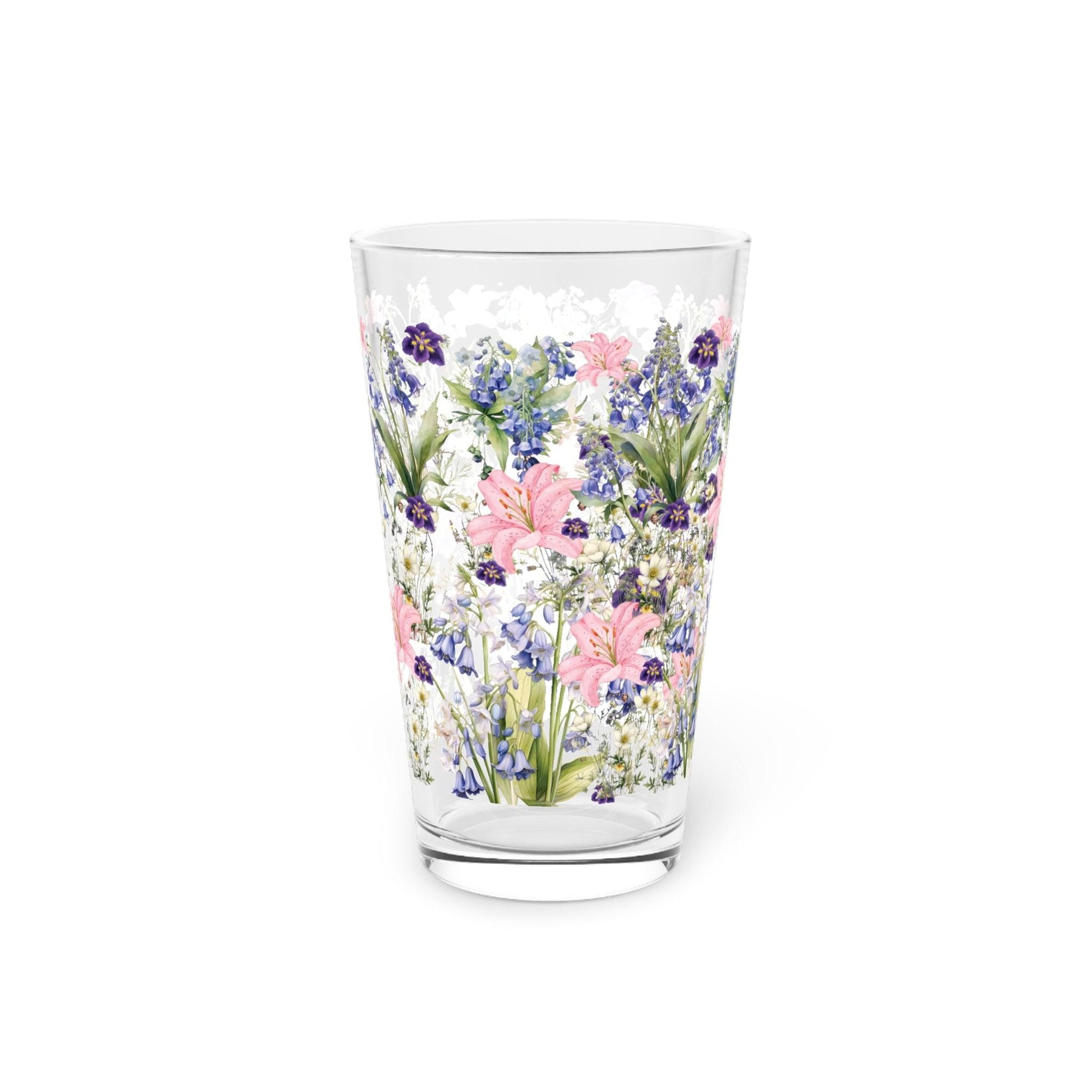 New House Pint 16oz Pint Glass Purple Pink Lily Party Drinkware, Cocktail Glass Housewarming, Wedding, Bridal Shower Glass, Mother's Day - MRSBYVALLE