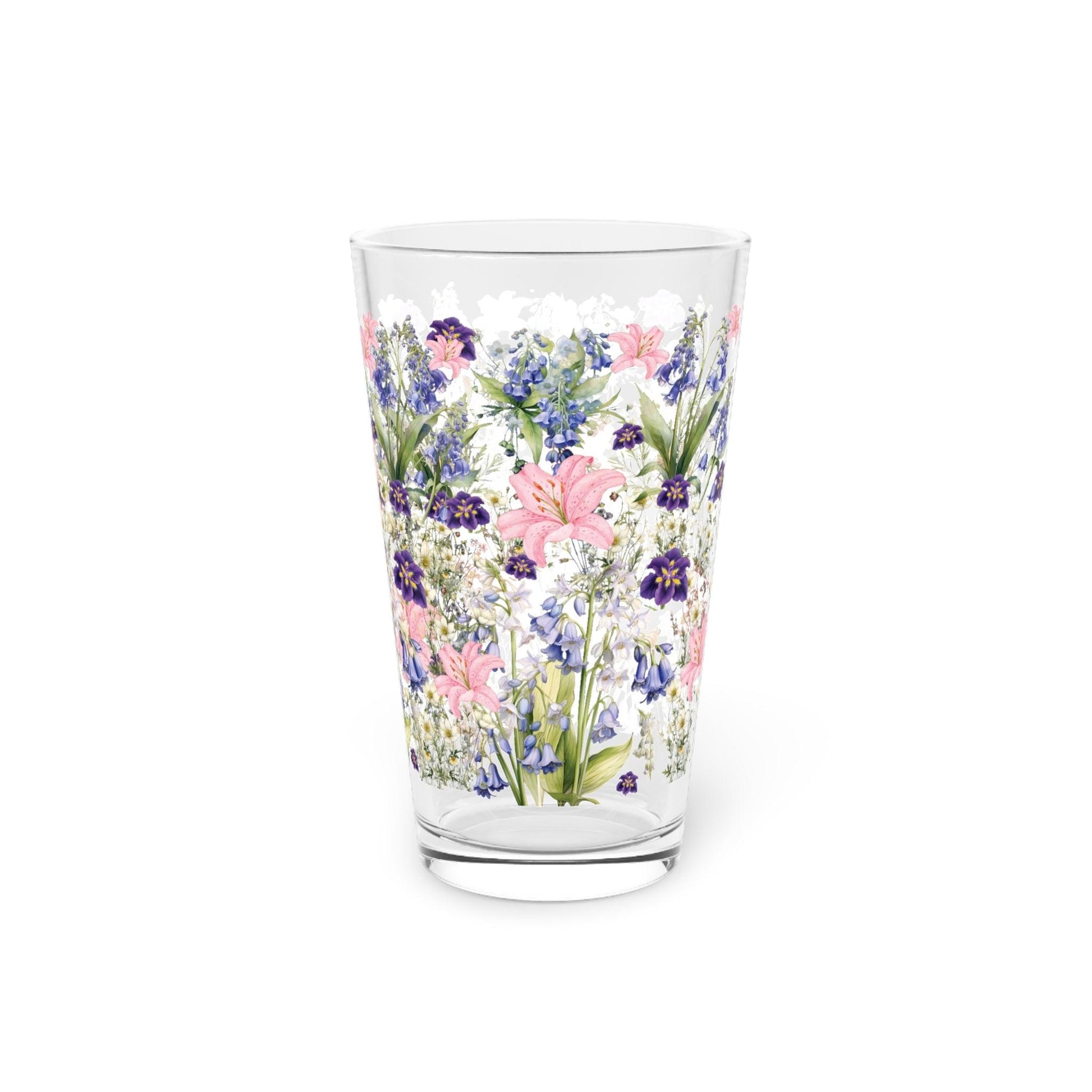 New House Pint 16oz Pint Glass Purple Pink Lily Party Drinkware, Cocktail Glass Housewarming, Wedding, Bridal Shower Glass, Mother's Day - MRSBYVALLE