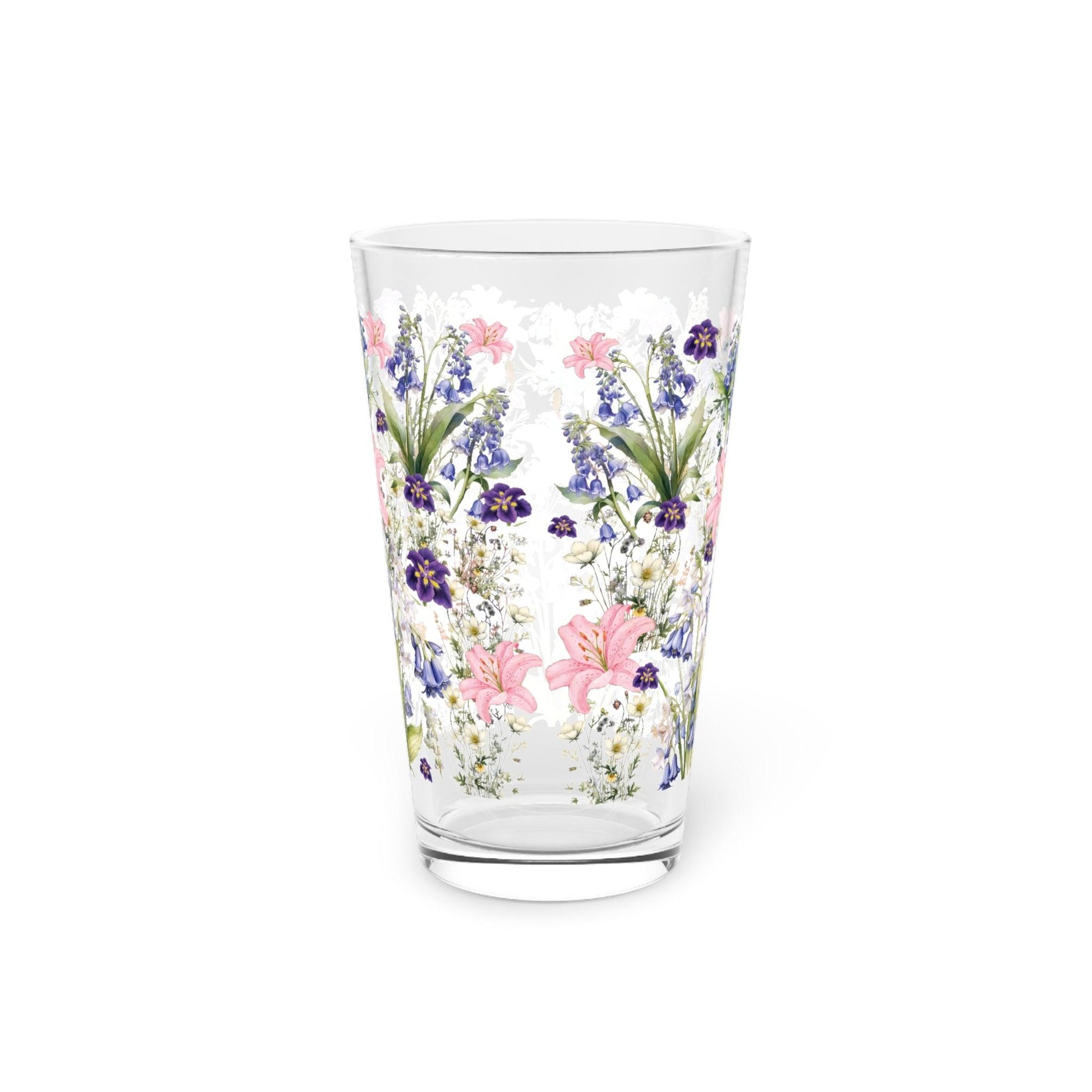 New House Pint 16oz Pint Glass Purple Pink Lily Party Drinkware, Cocktail Glass Housewarming, Wedding, Bridal Shower Glass, Mother's Day - MRSBYVALLE