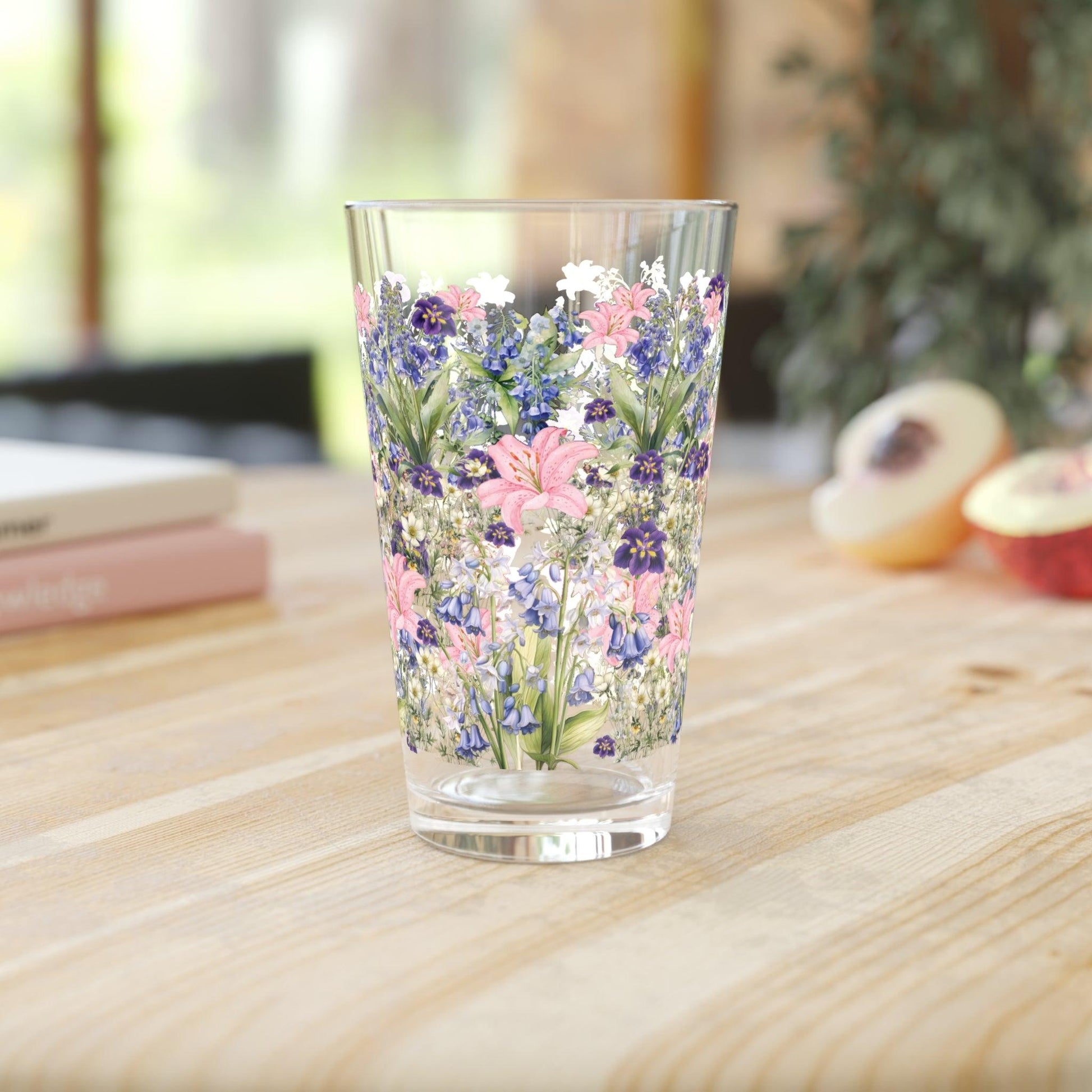 New House Pint 16oz Pint Glass Purple Pink Lily Party Drinkware, Cocktail Glass Housewarming, Wedding, Bridal Shower Glass, Mother's Day - MRSBYVALLE