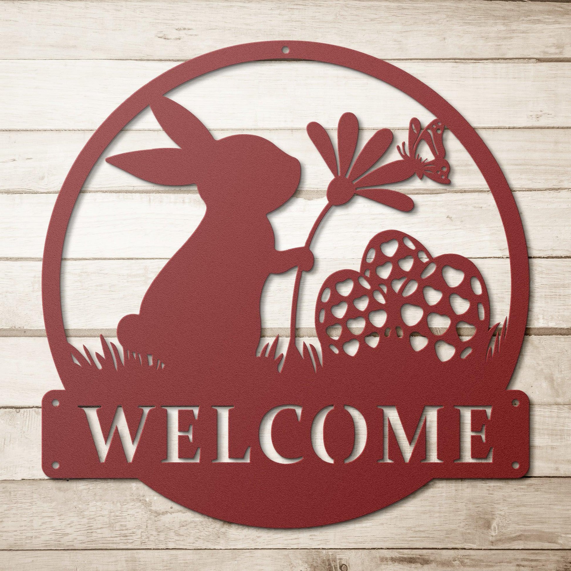 New House Spring Bunny Metal Sign with Flower Perfect Easter & Spring Decor | Charming Rabbit Wall Art for Home Garden Ideal Gift for Bunny Lovers - MRSBYVALLE