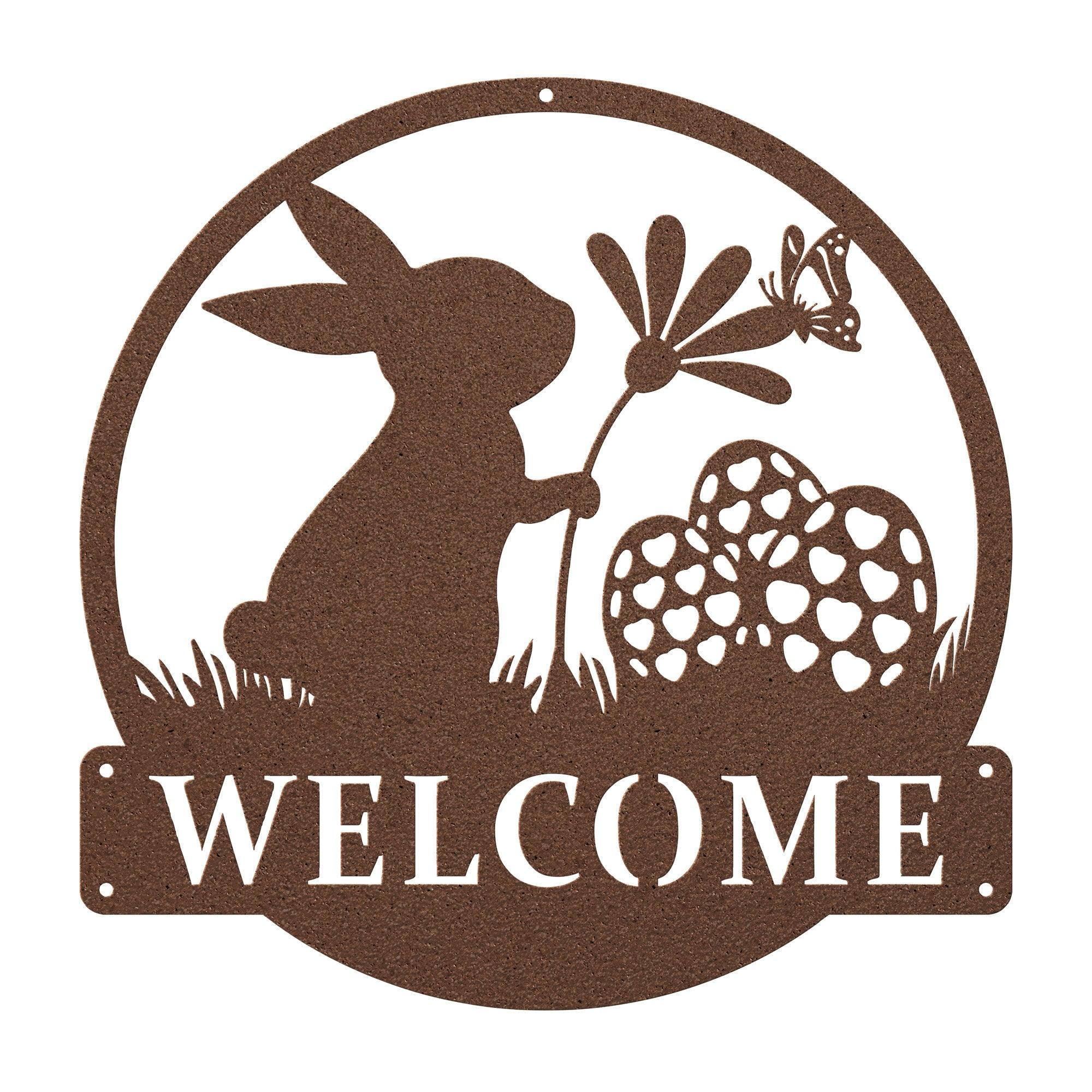 New House Spring Bunny Metal Sign with Flower Perfect Easter & Spring Decor | Charming Rabbit Wall Art for Home Garden Ideal Gift for Bunny Lovers - MRSBYVALLE