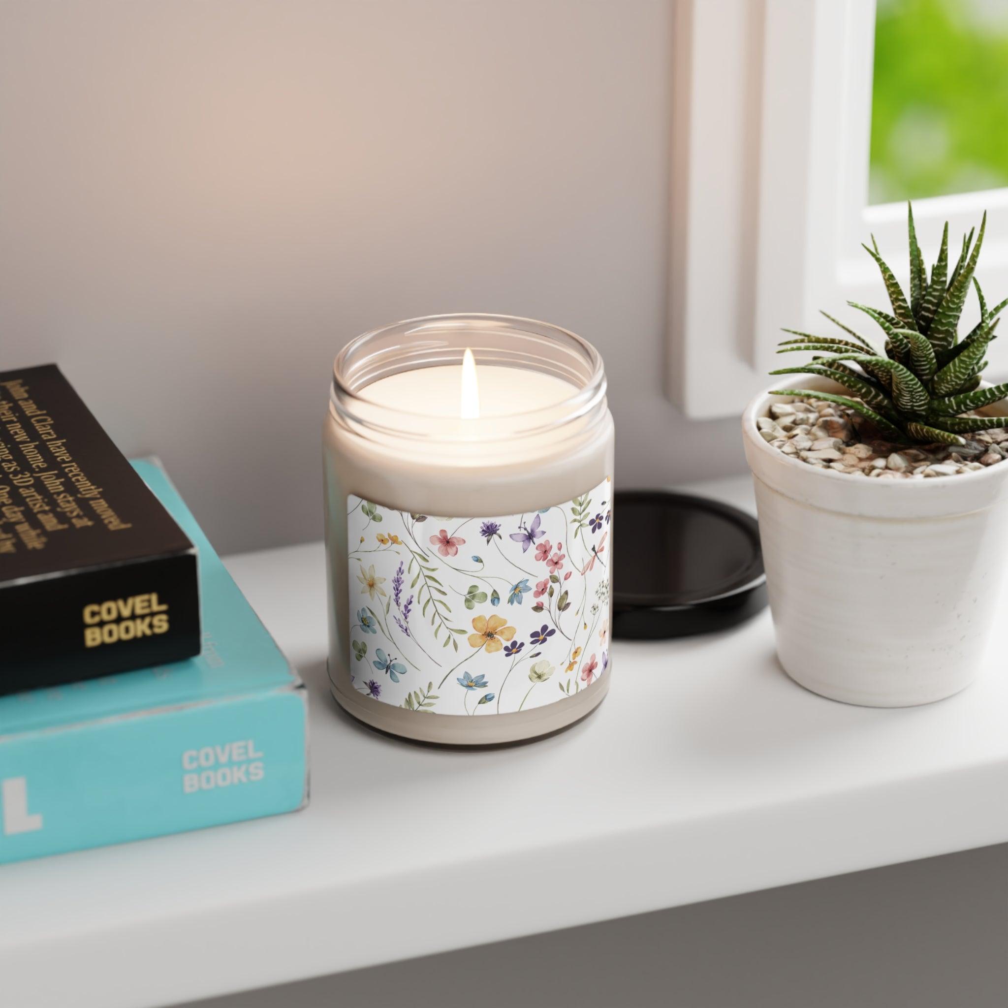 New House Wildflowers Bliss 9oz Hand-Poured Soy Candle with Sweet Cherry Aroma Perfect for Relaxation & Home Ambiance Scented Soy Candle, 9oz - MRSBYVALLE