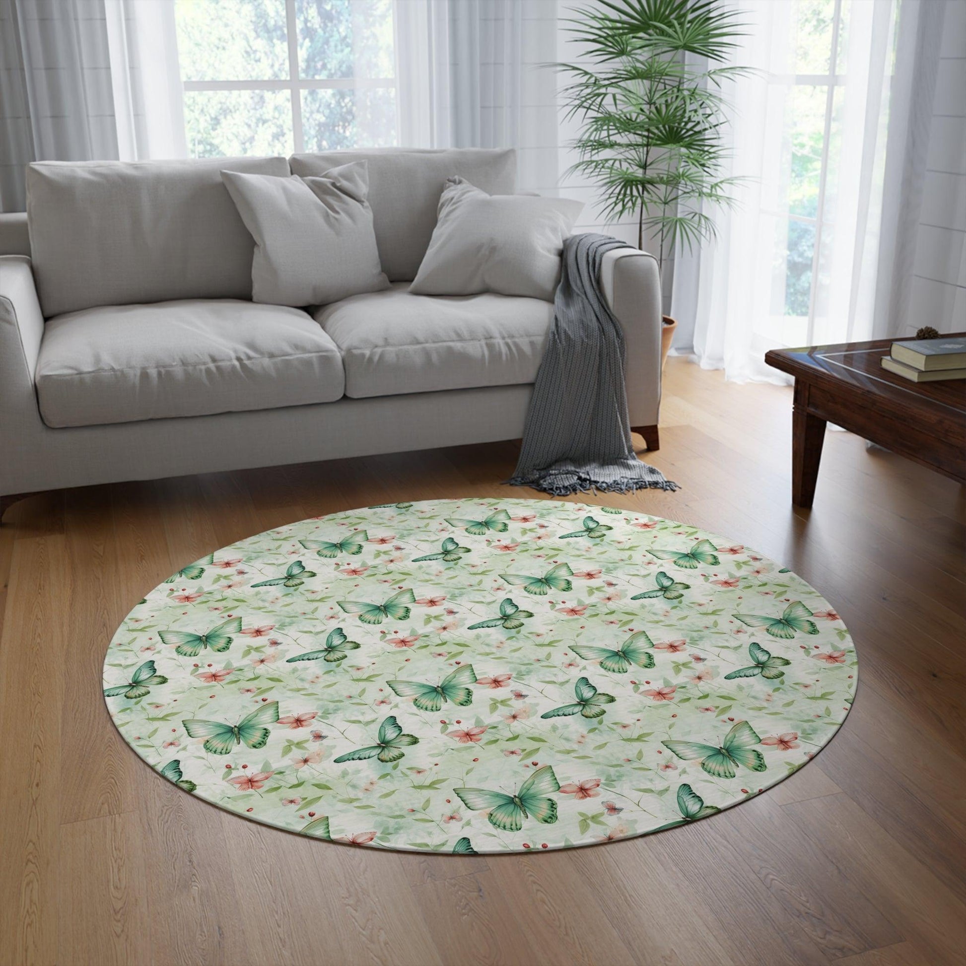 Pastel Mint Green, Yellow & Blue Floral Round Rug Whimsical Charm to Your Home Decor, Housewarming Gift Newlywed New House Rug interior Designer - MRSBYVALLE