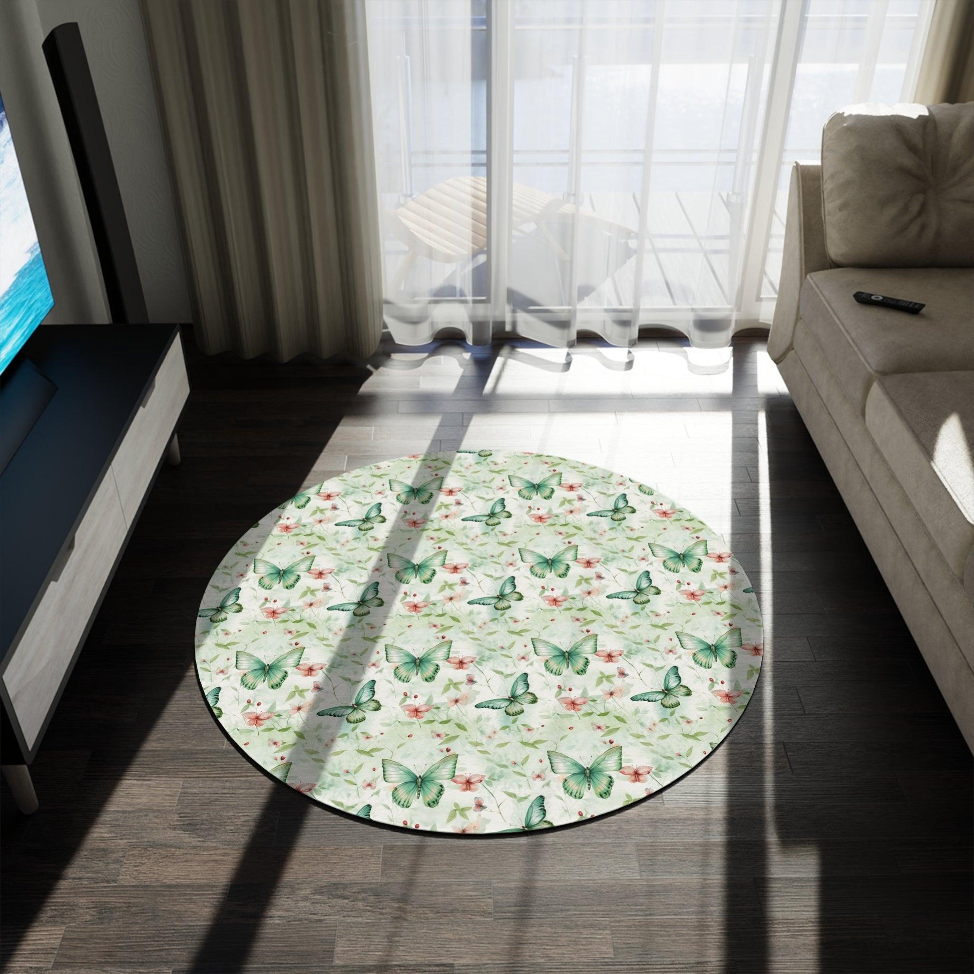 Pastel Mint Green, Yellow & Blue Floral Round Rug Whimsical Charm to Your Home Decor, Housewarming Gift Newlywed New House Rug interior Designer - MRSBYVALLE
