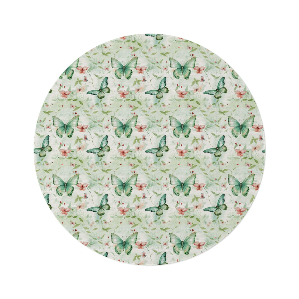 Pastel Mint Green, Yellow & Blue Floral Round Rug Whimsical Charm to Your Home Decor, Housewarming Gift Newlywed New House Rug interior Designer - MRSBYVALLE