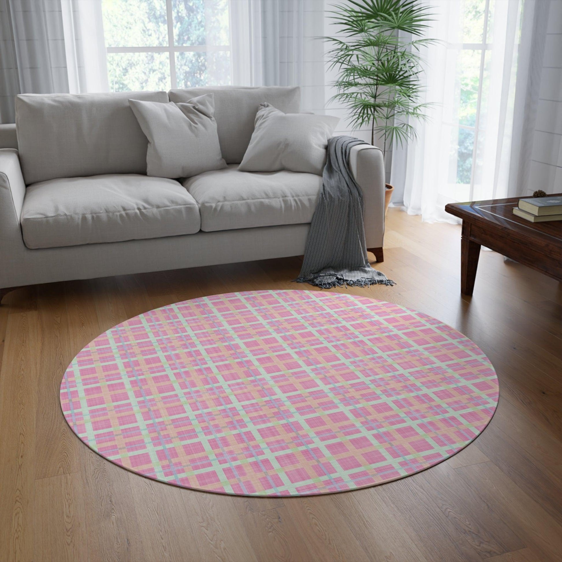 Pastel Pink and Blue Illusion Round Rug White Touch of Whimsical Charm to Your Home Decor, Housewarming Gift Newlywed New House Rug interior Designer - MRSBYVALLE