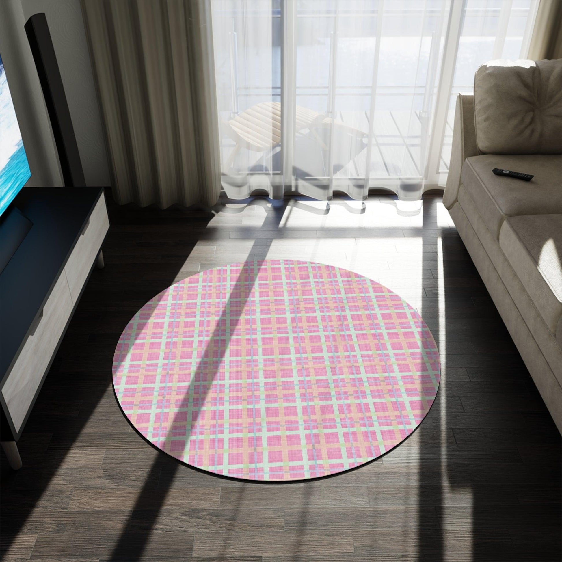 Pastel Pink and Blue Illusion Round Rug White Touch of Whimsical Charm to Your Home Decor, Housewarming Gift Newlywed New House Rug interior Designer - MRSBYVALLE