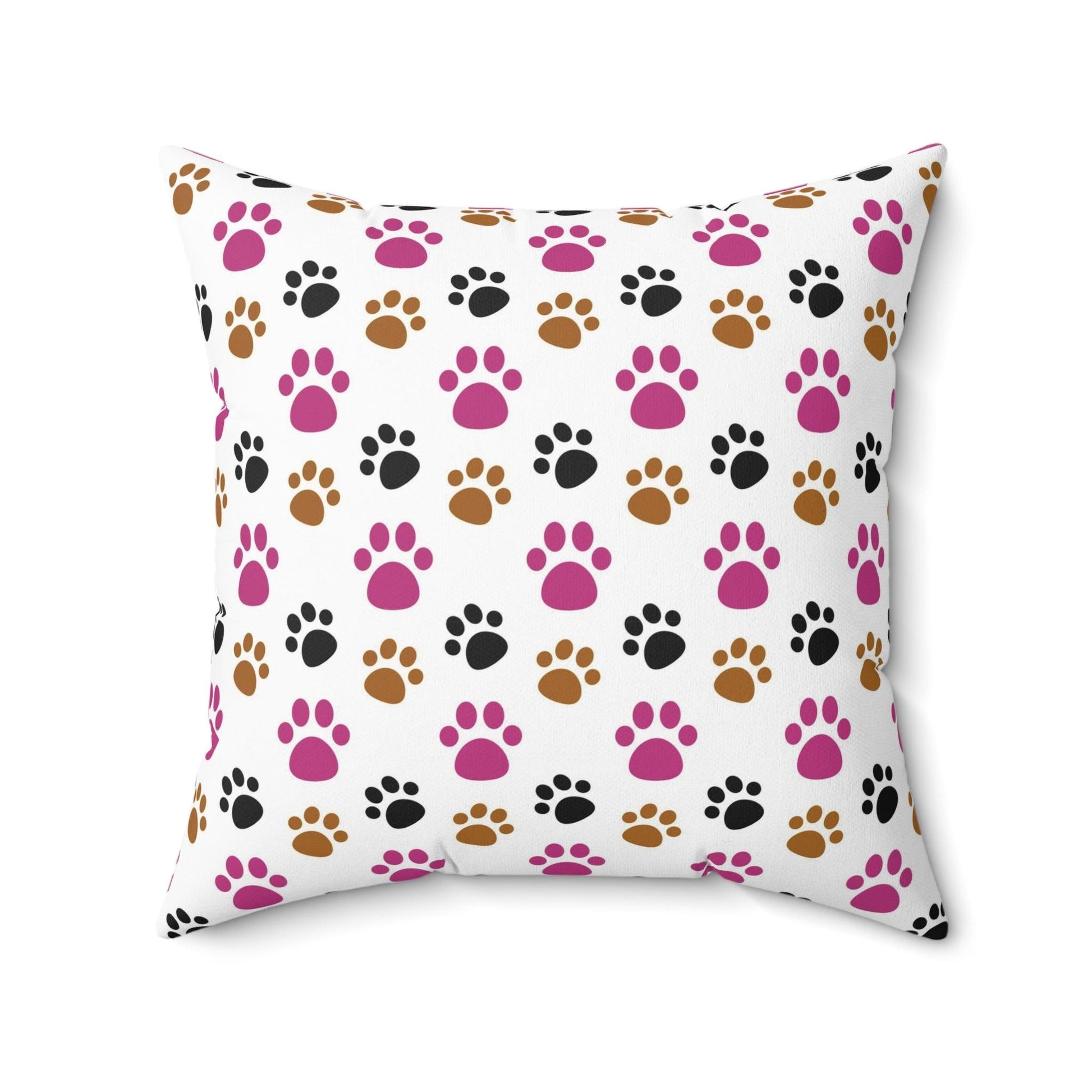 Paw Prints Pink Brown Square Pillow Pet Lover Elegance Charm to Your Décor Stylish Accent Housewarming Gift New House, Bridal Shower Gift - MRSBYVALLE