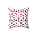 Paw Prints Pink Brown Square Pillow Pet Lover Elegance Charm to Your Décor Stylish Accent Housewarming Gift New House, Bridal Shower Gift - MRSBYVALLE