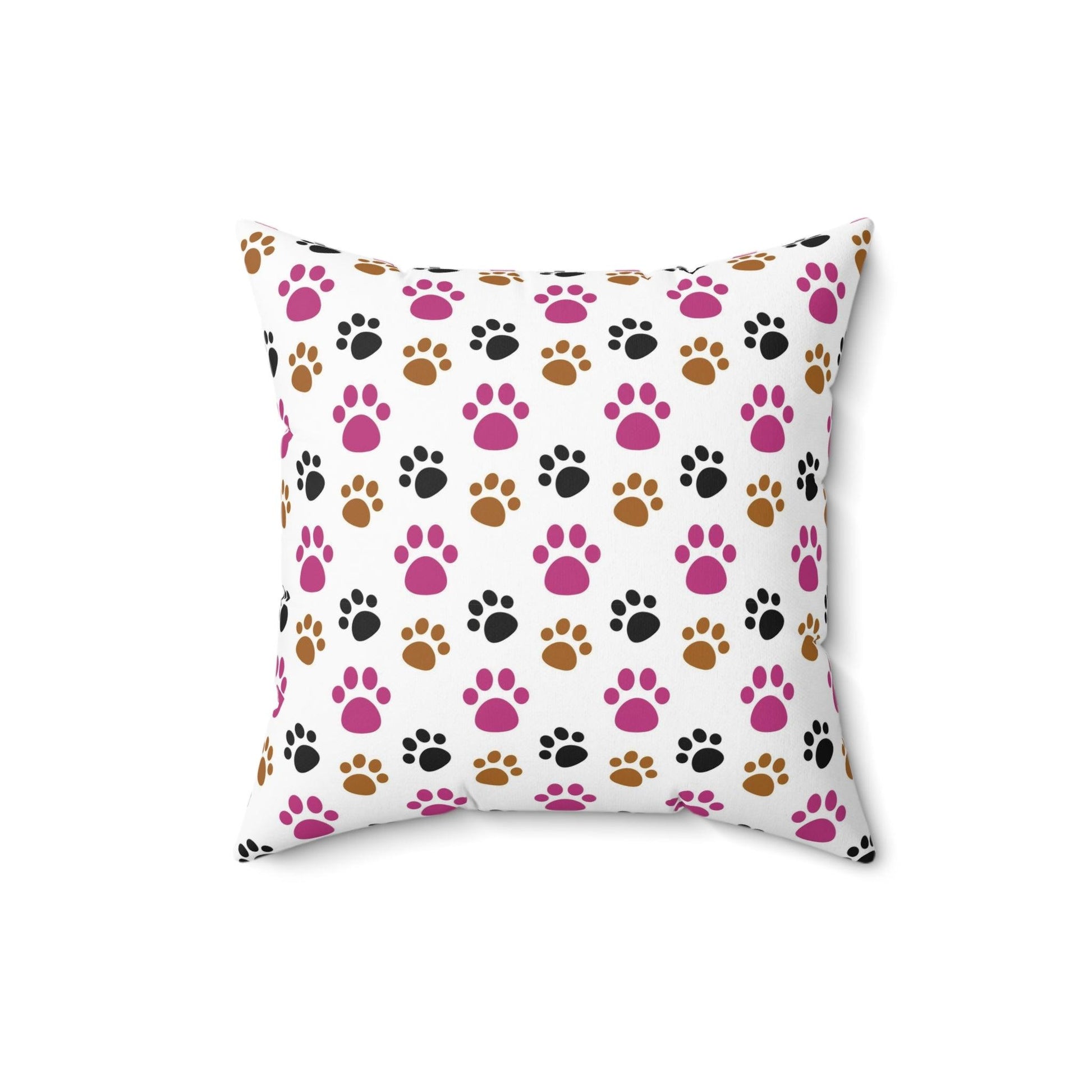 Paw Prints Pink Brown Square Pillow Pet Lover Elegance Charm to Your Décor Stylish Accent Housewarming Gift New House, Bridal Shower Gift - MRSBYVALLE