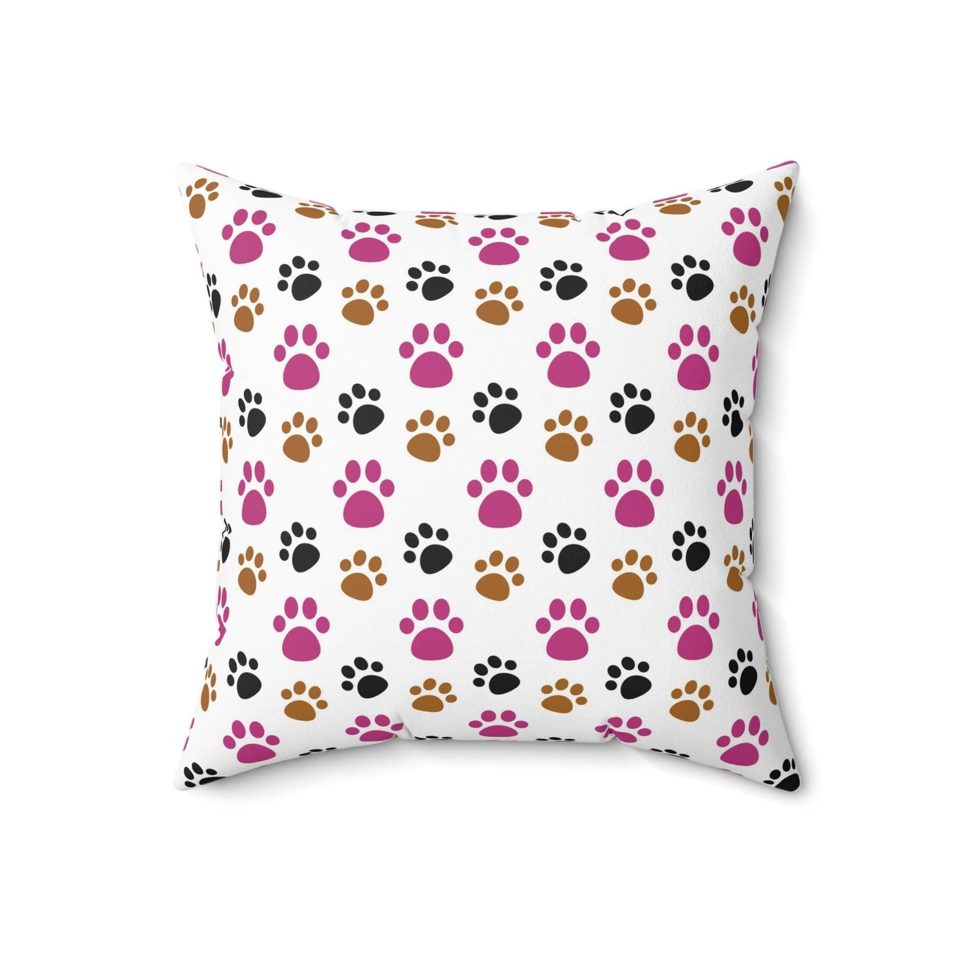 Paw Prints Pink Brown Square Pillow Pet Lover Elegance Charm to Your Décor Stylish Accent Housewarming Gift New House, Bridal Shower Gift - MRSBYVALLE