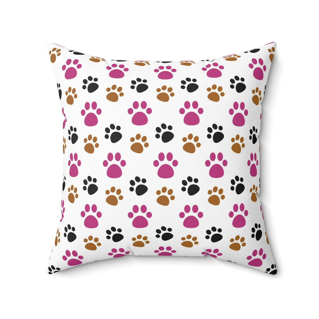 Paw Prints Pink Brown Square Pillow Pet Lover Elegance Charm to Your Décor Stylish Accent Housewarming Gift New House, Bridal Shower Gift - MRSBYVALLE