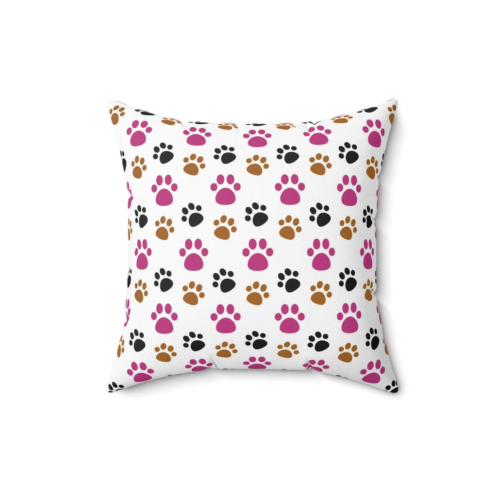 Paw Prints Pink Brown Square Pillow Pet Lover Elegance Charm to Your Décor Stylish Accent Housewarming Gift New House, Bridal Shower Gift - MRSBYVALLE