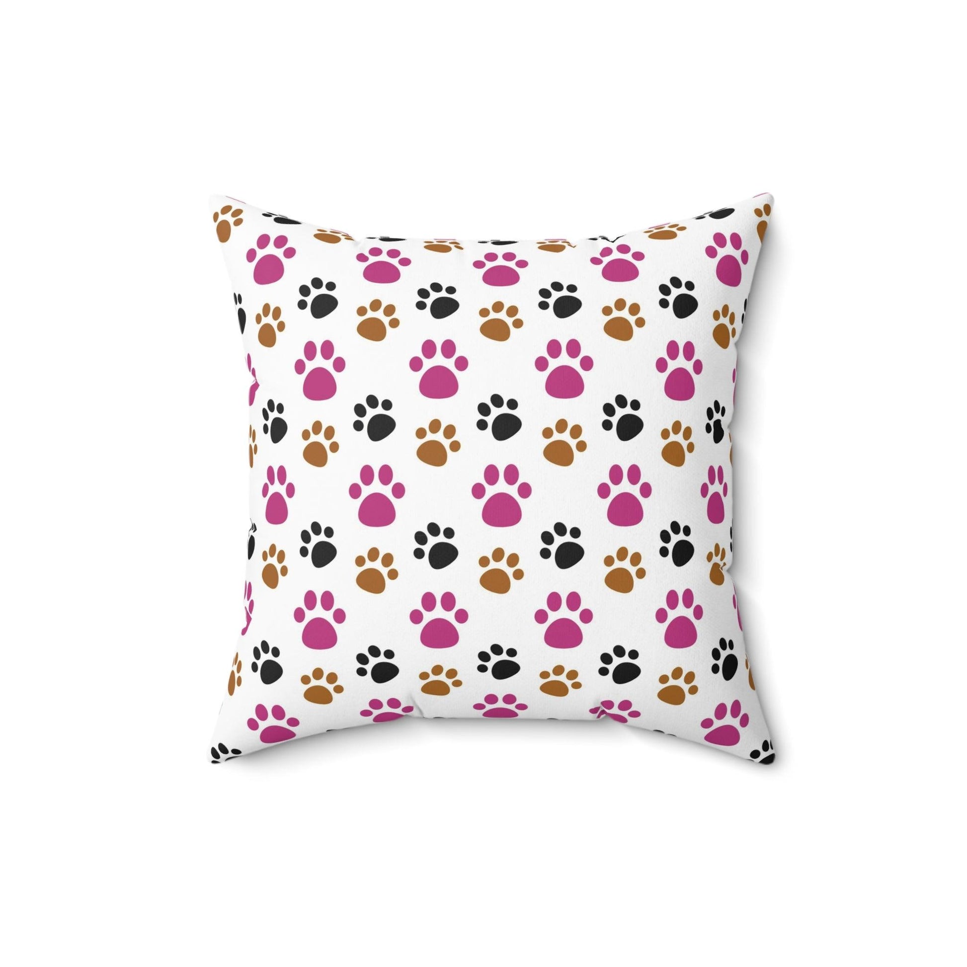 Paw Prints Pink Brown Square Pillow Pet Lover Elegance Charm to Your Décor Stylish Accent Housewarming Gift New House, Bridal Shower Gift - MRSBYVALLE