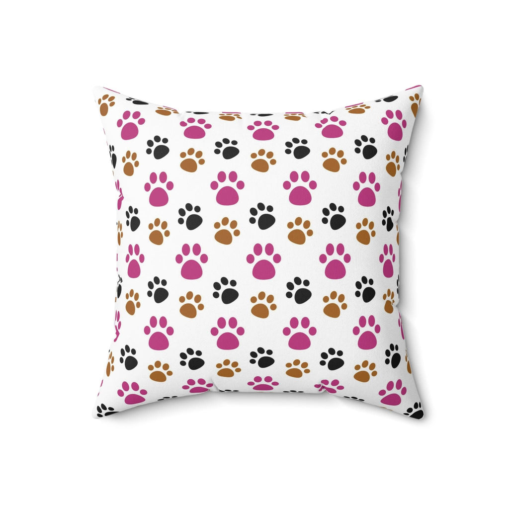 Paw Prints Pink Brown Square Pillow Pet Lover Elegance Charm to Your Décor Stylish Accent Housewarming Gift New House, Bridal Shower Gift - MRSBYVALLE