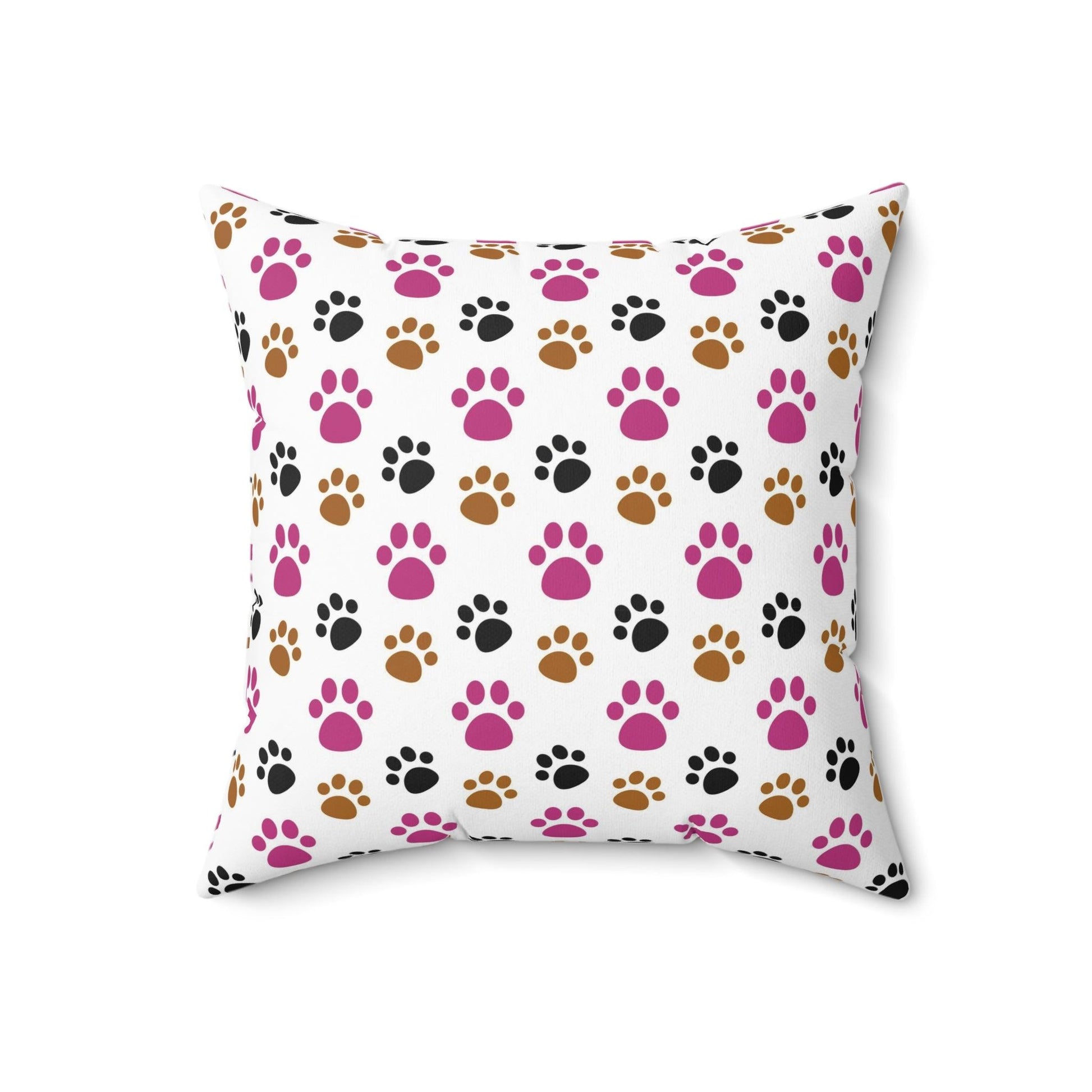 Paw Prints Pink Brown Square Pillow Pet Lover Elegance Charm to Your Décor Stylish Accent Housewarming Gift New House, Bridal Shower Gift - MRSBYVALLE