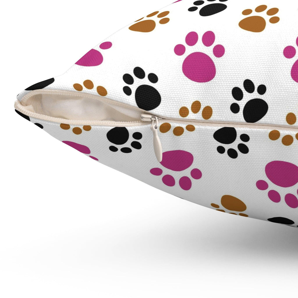 Paw Prints Pink Brown Square Pillow Pet Lover Elegance Charm to Your Décor Stylish Accent Housewarming Gift New House, Bridal Shower Gift - MRSBYVALLE