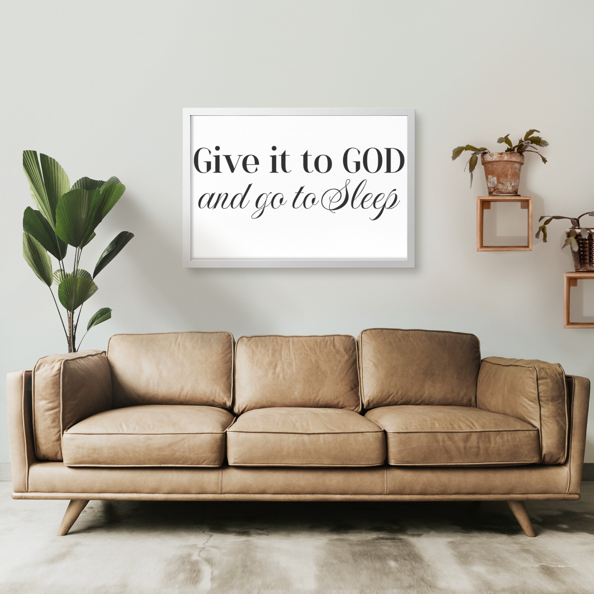 Peaceful Surrender, Give it to GOD and Go to Sleep Inspiring Rectangle Framed Art Print for Tranquil Nights - MRSBYVALLE