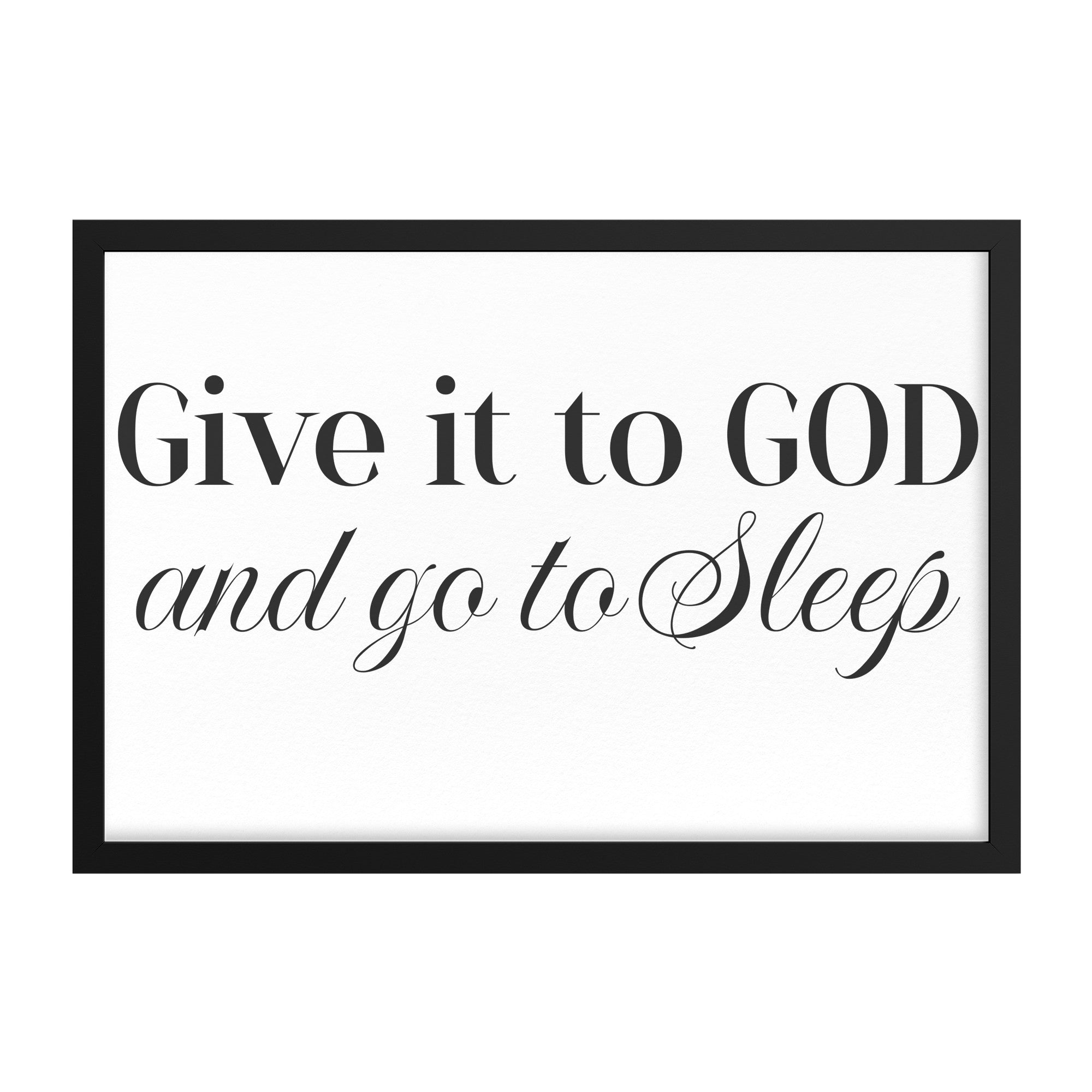 Peaceful Surrender, Give it to GOD and Go to Sleep Inspiring Rectangle Framed Art Print for Tranquil Nights - MRSBYVALLE