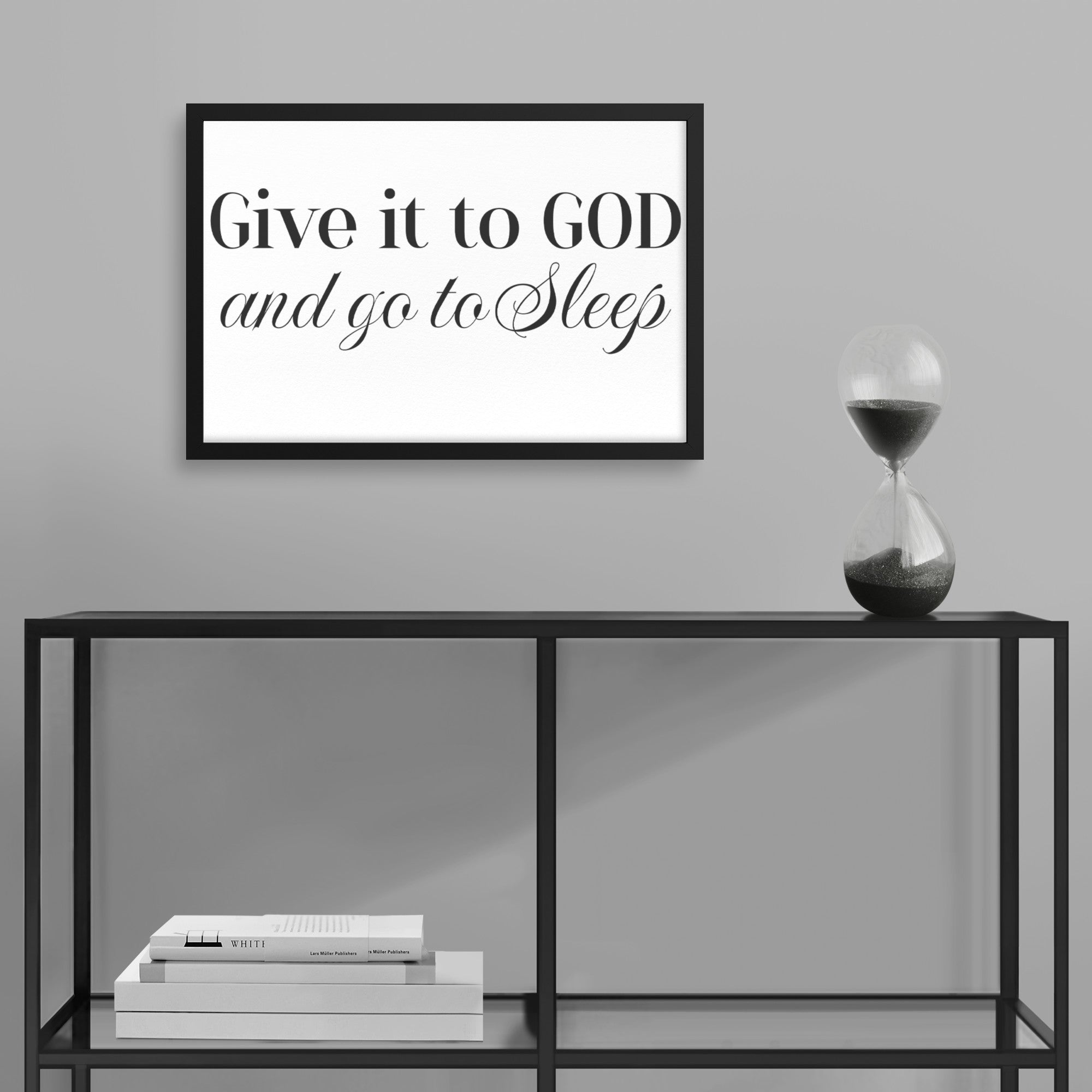 Peaceful Surrender, Give it to GOD and Go to Sleep Inspiring Rectangle Framed Art Print for Tranquil Nights - MRSBYVALLE