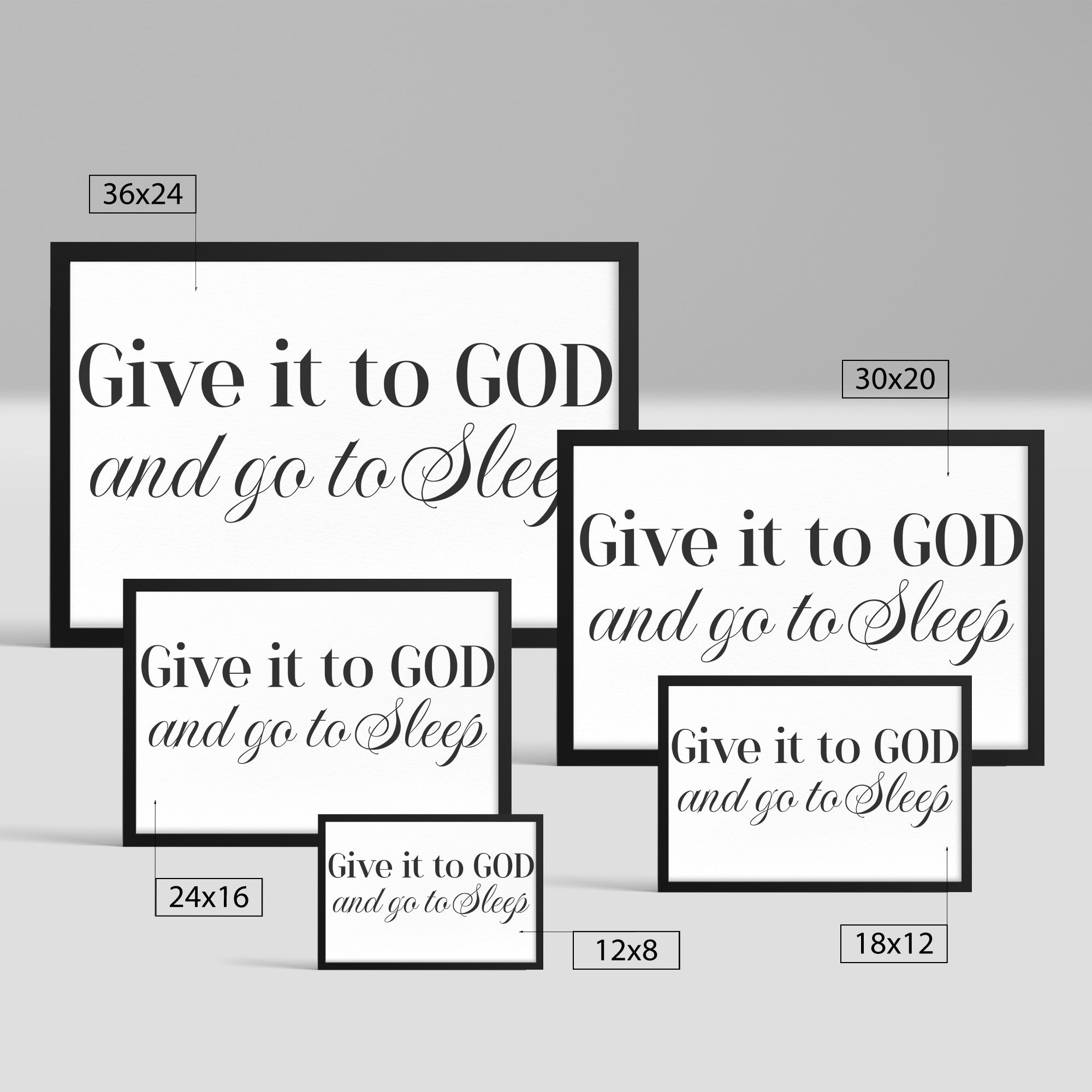 Peaceful Surrender, Give it to GOD and Go to Sleep Inspiring Rectangle Framed Art Print for Tranquil Nights - MRSBYVALLE