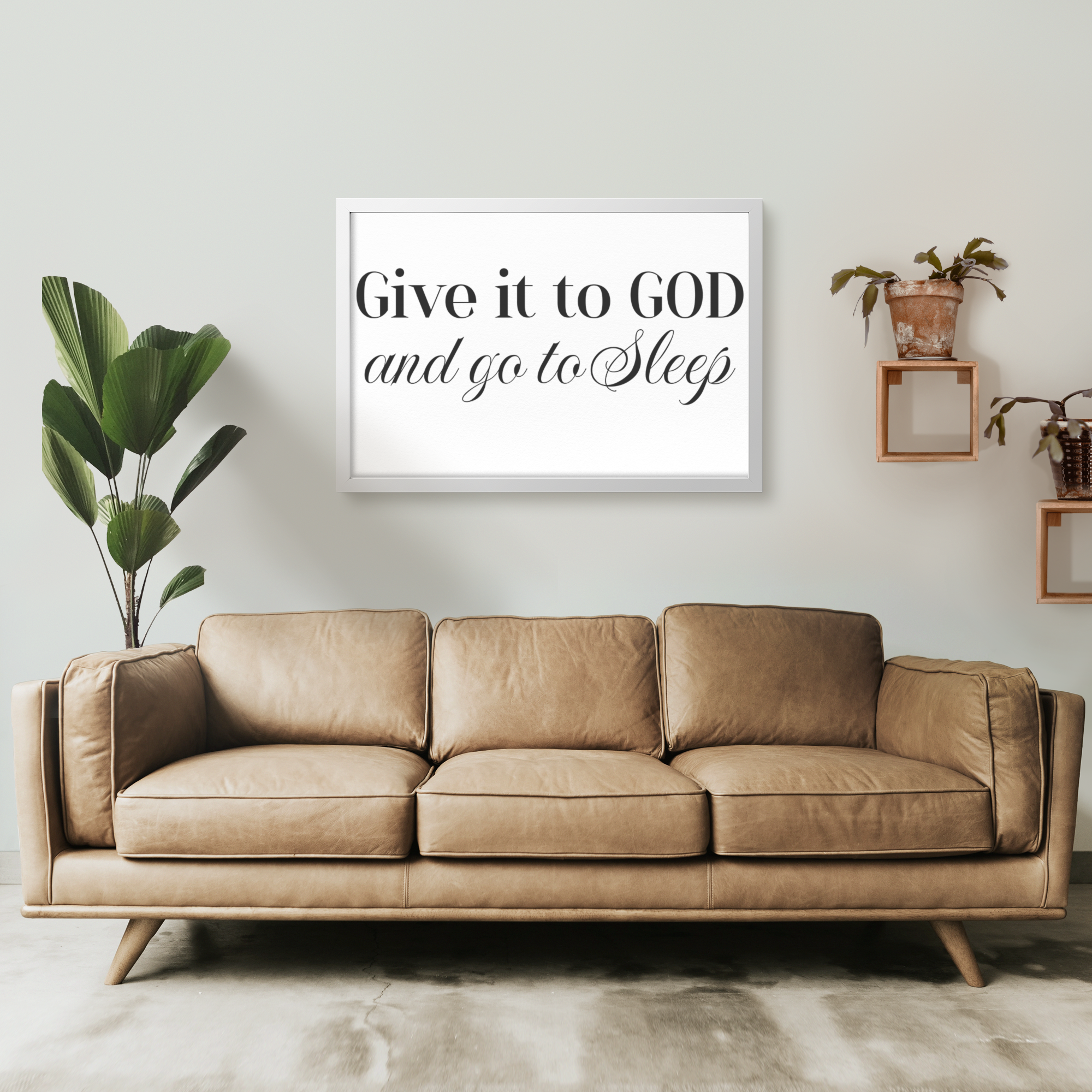 Peaceful Surrender, Give it to GOD and Go to Sleep Inspiring Rectangle Framed Art Print for Tranquil Nights - MRSBYVALLE