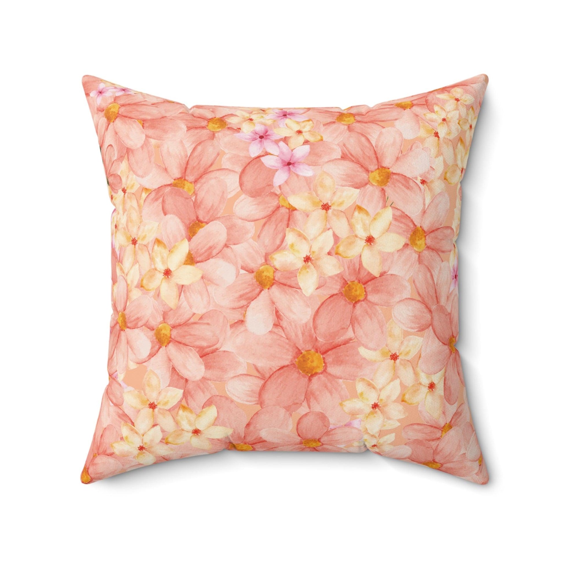 Peach Floral Square Pillow Elegance Square Pillow Add Vibrant Charm to Your Décor with This Stylish Accent Housewarming Gift, New House Gift - MRSBYVALLE