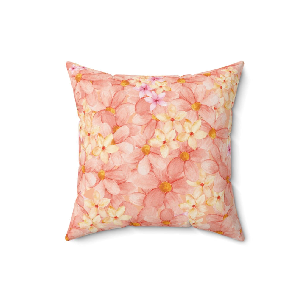 Peach Floral Square Pillow Elegance Square Pillow Add Vibrant Charm to Your Décor with This Stylish Accent Housewarming Gift, New House Gift - MRSBYVALLE