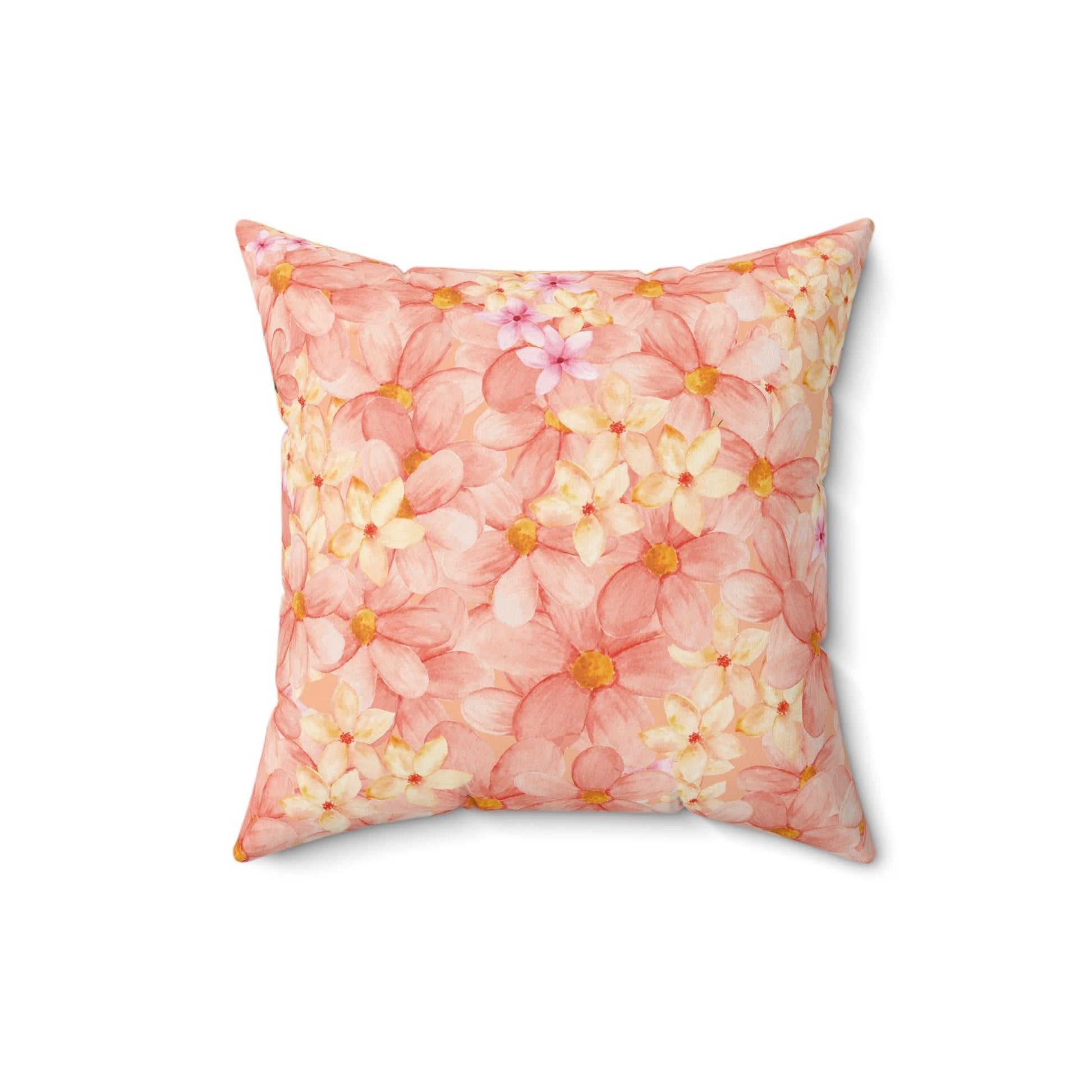 Peach Floral Square Pillow Elegance Square Pillow Add Vibrant Charm to Your Décor with This Stylish Accent Housewarming Gift, New House Gift - MRSBYVALLE