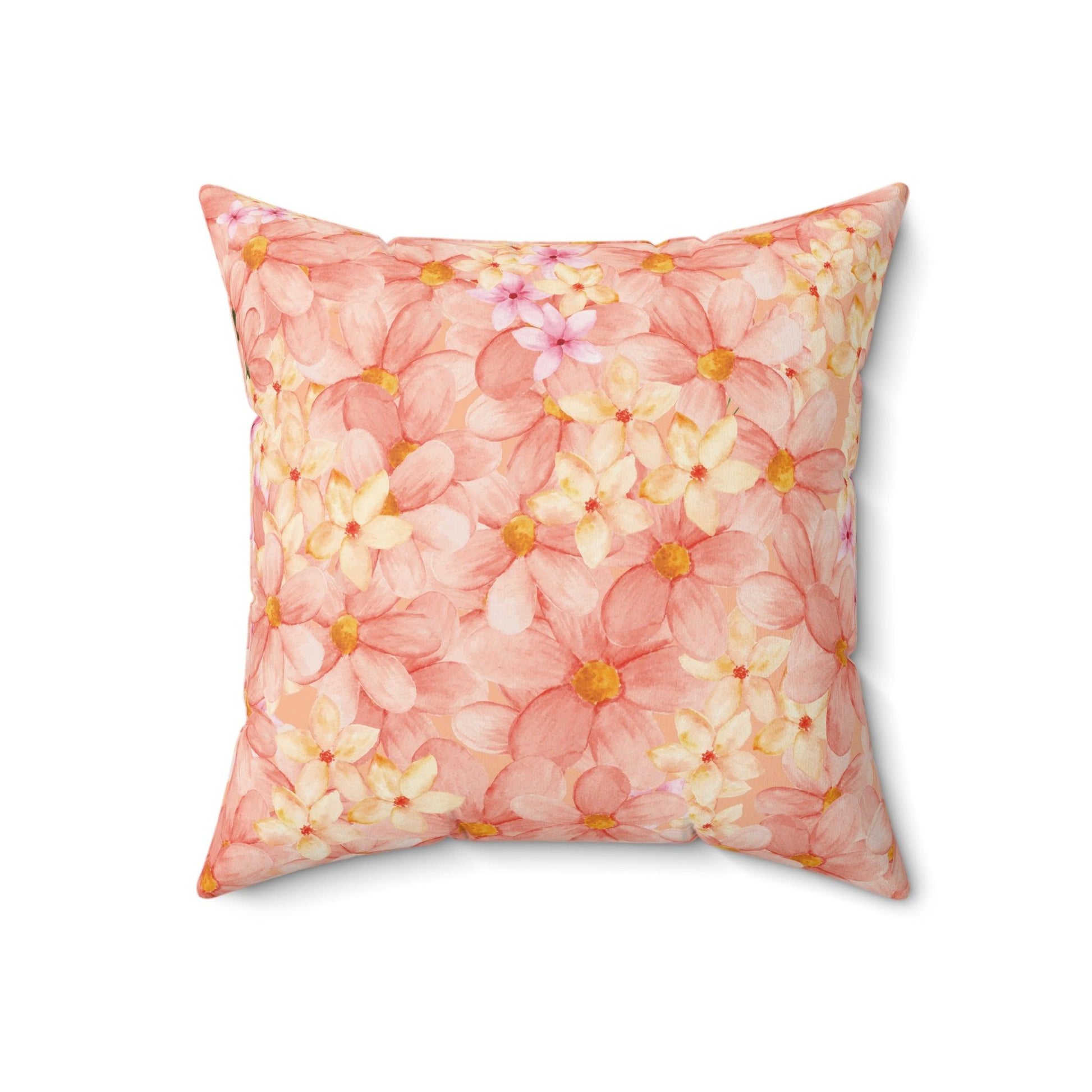 Peach Floral Square Pillow Elegance Square Pillow Add Vibrant Charm to Your Décor with This Stylish Accent Housewarming Gift, New House Gift - MRSBYVALLE