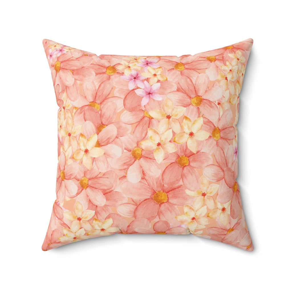 Peach Floral Square Pillow Elegance Square Pillow Add Vibrant Charm to Your Décor with This Stylish Accent Housewarming Gift, New House Gift - MRSBYVALLE