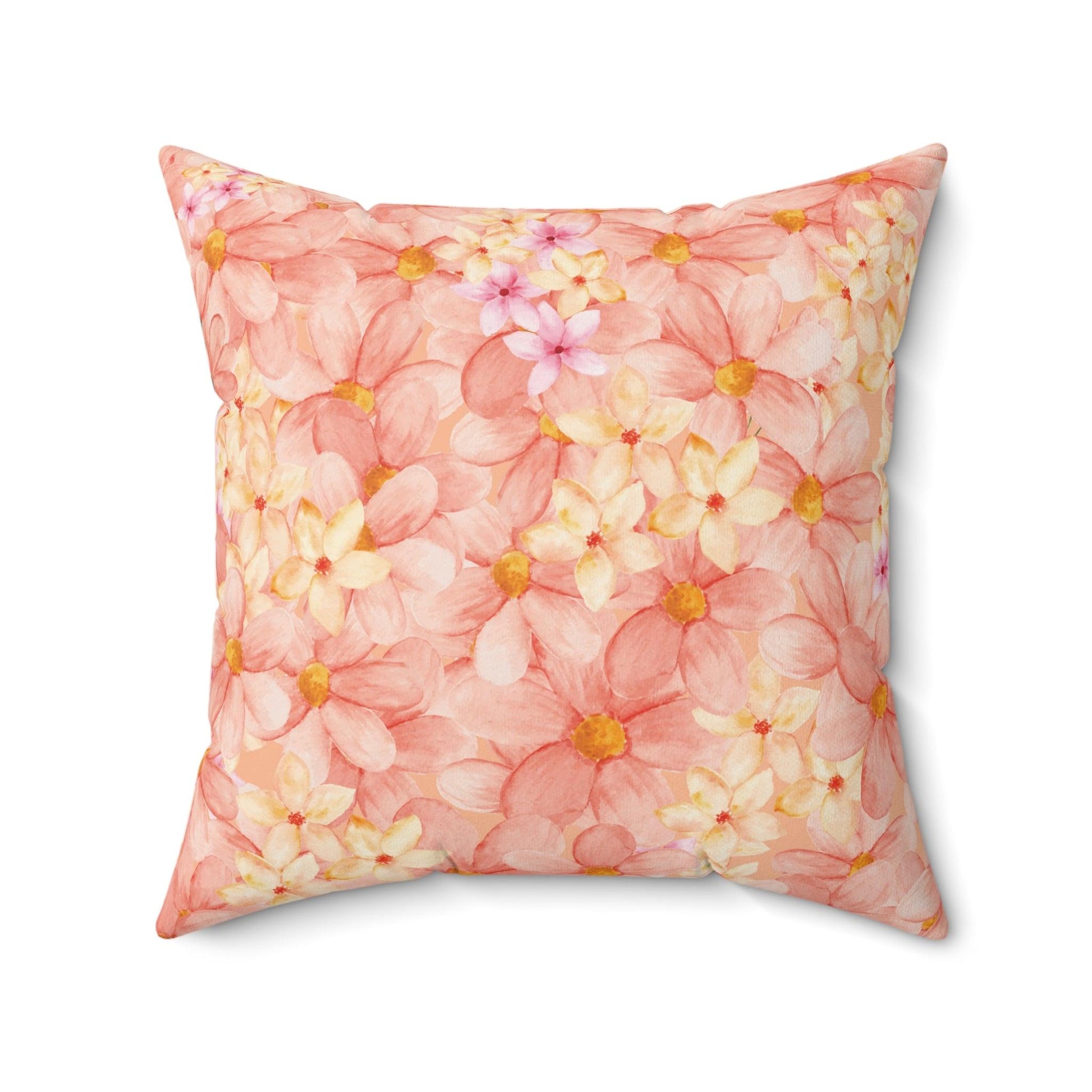Peach Floral Square Pillow Elegance Square Pillow Add Vibrant Charm to Your Décor with This Stylish Accent Housewarming Gift, New House Gift - MRSBYVALLE