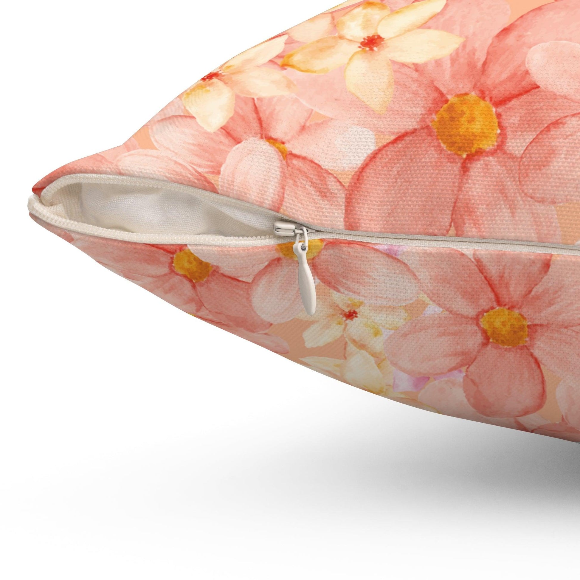 Peach Floral Square Pillow Elegance Square Pillow Add Vibrant Charm to Your Décor with This Stylish Accent Housewarming Gift, New House Gift - MRSBYVALLE