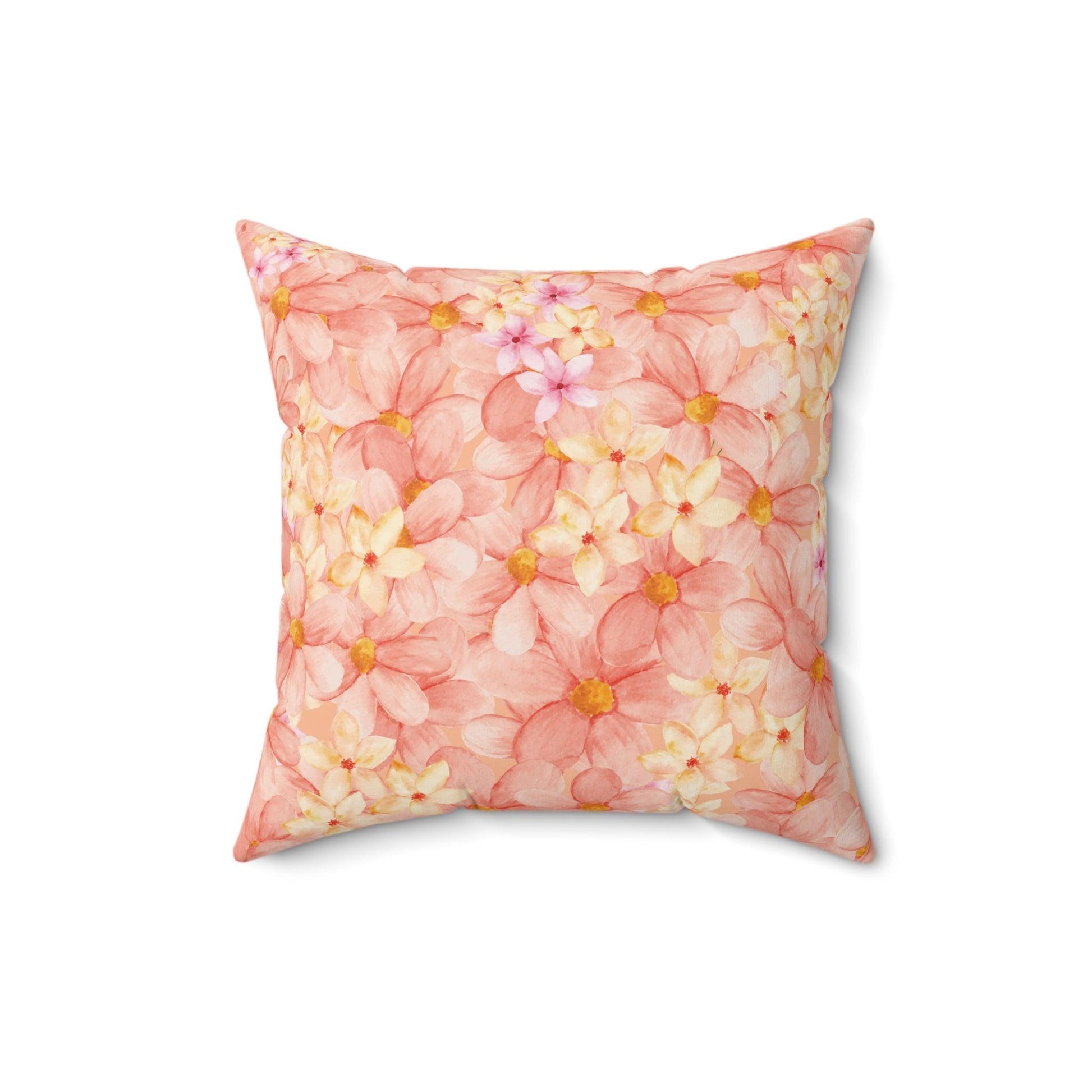 Peach Floral Square Pillow Elegance Square Pillow Add Vibrant Charm to Your Décor with This Stylish Accent Housewarming Gift, New House Gift - MRSBYVALLE