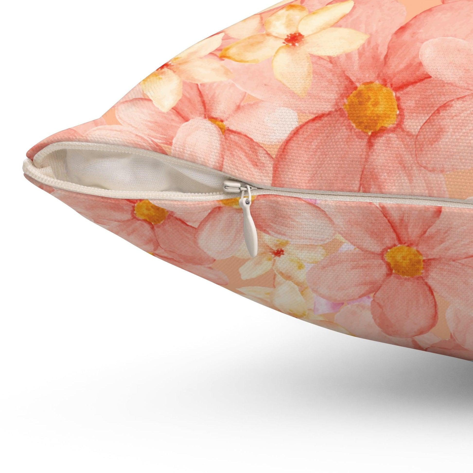 Peach Floral Square Pillow Elegance Square Pillow Add Vibrant Charm to Your Décor with This Stylish Accent Housewarming Gift, New House Gift - MRSBYVALLE