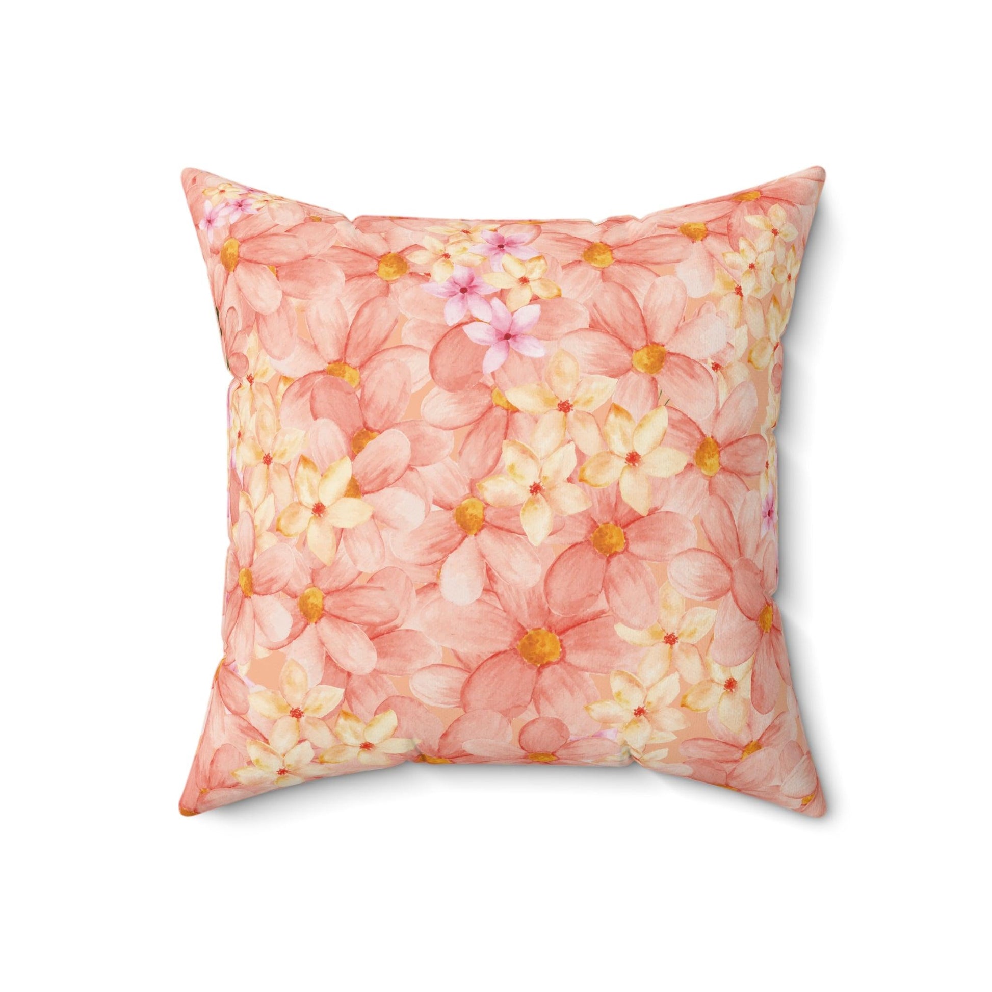 Peach Floral Square Pillow Elegance Square Pillow Add Vibrant Charm to Your Décor with This Stylish Accent Housewarming Gift, New House Gift - MRSBYVALLE